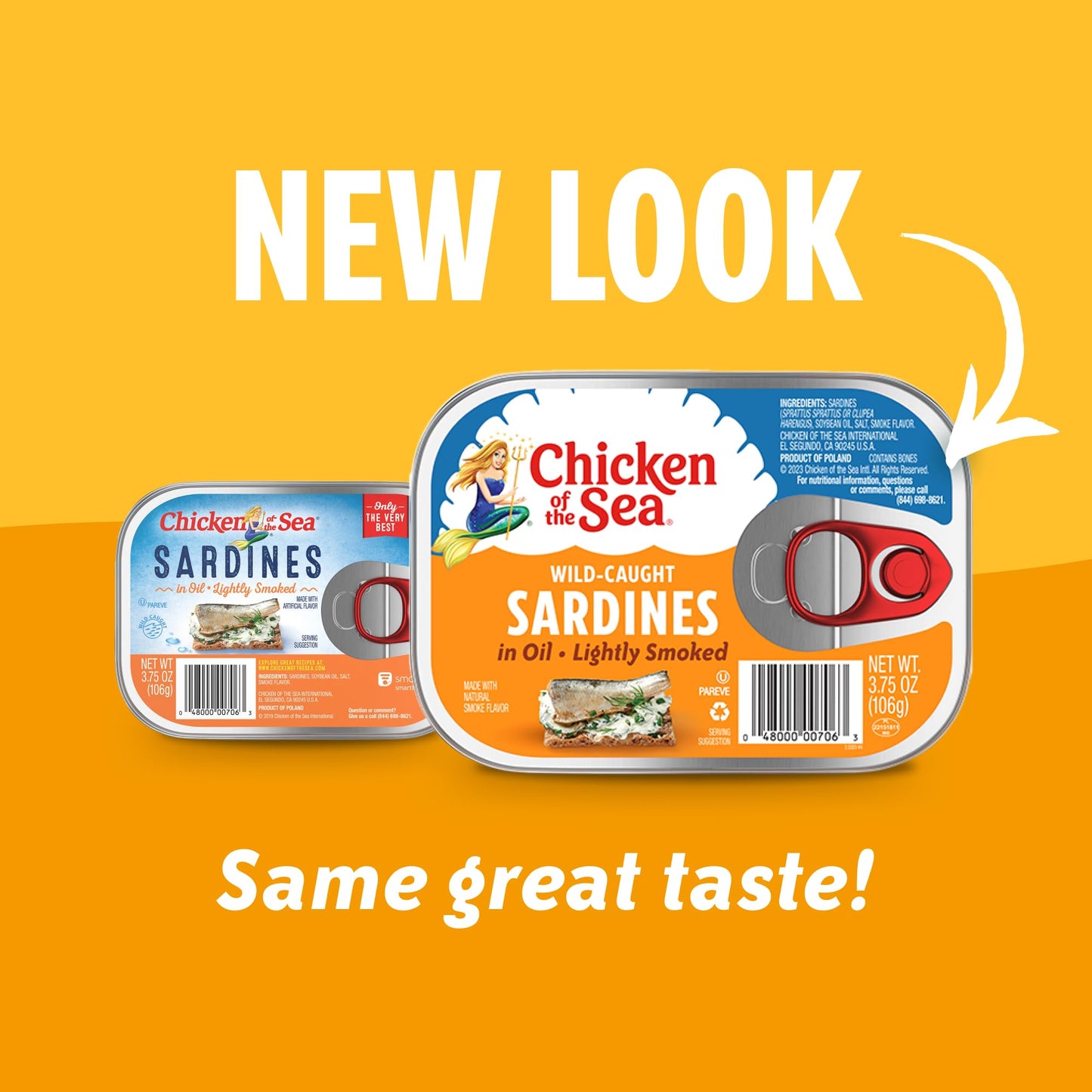 Chicken of the Sea Sardines in Olive Oil, 3.75 oz. Cans (Pack of 18), Wild Caught Canned Sardines, Packaging May Vary