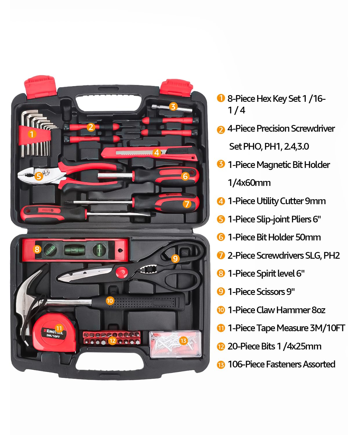 KingTool 325 Piece Home Repair Tool Kit, General Home/Auto Repair Tool Set, Toolbox Storage Case with Drawer, General Household Tool Kit - Perfect for Homeowner, Diyer, Handyman