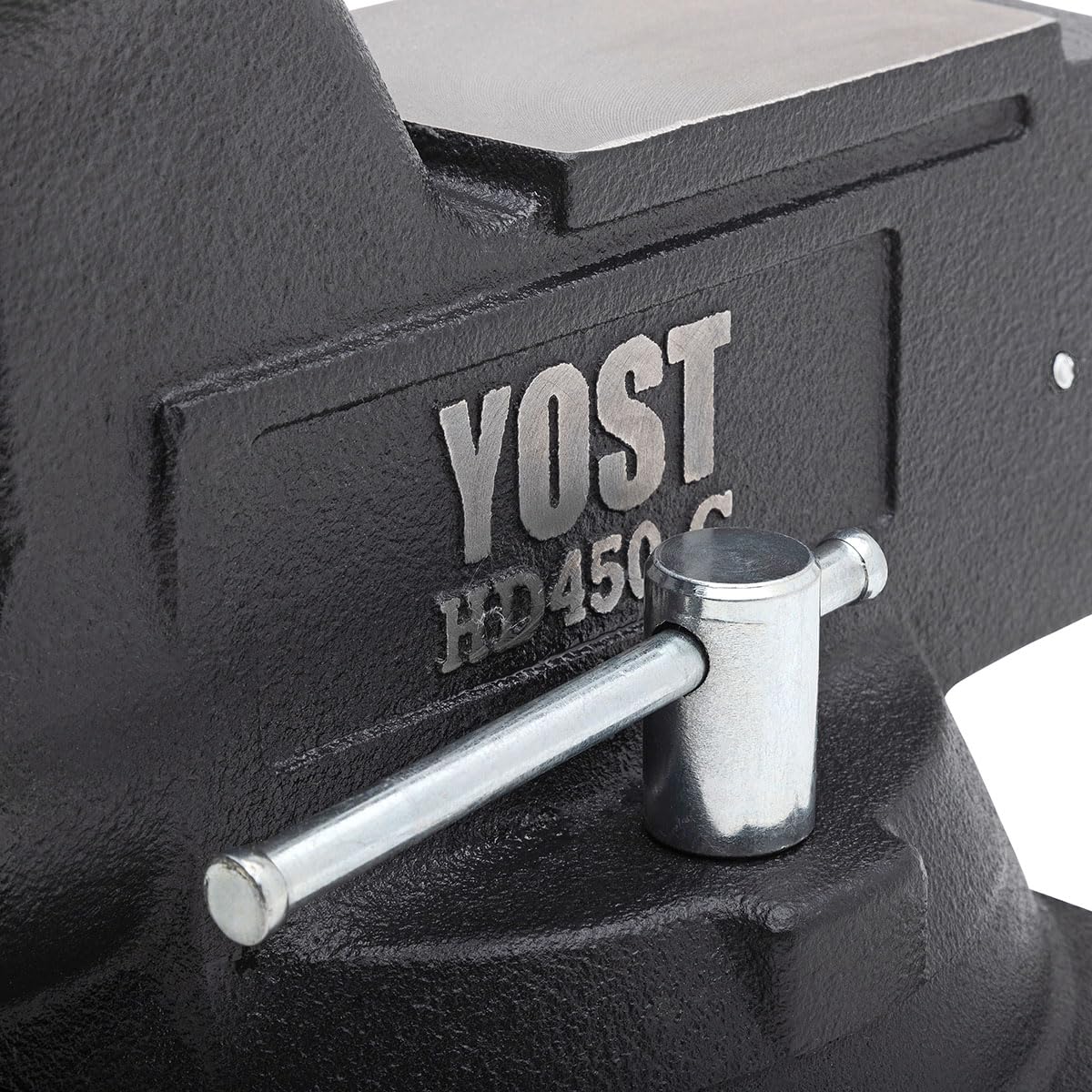 Yost HD550-C Heavy Duty 5-1/2 Inch Mechanics Work Bench Vise | Heavy Duty Woodworking & Metal Work Table with Secure Grip Swivel Base | 60,000 PSI Casting Iron Material with Extra-large Anvil Surface