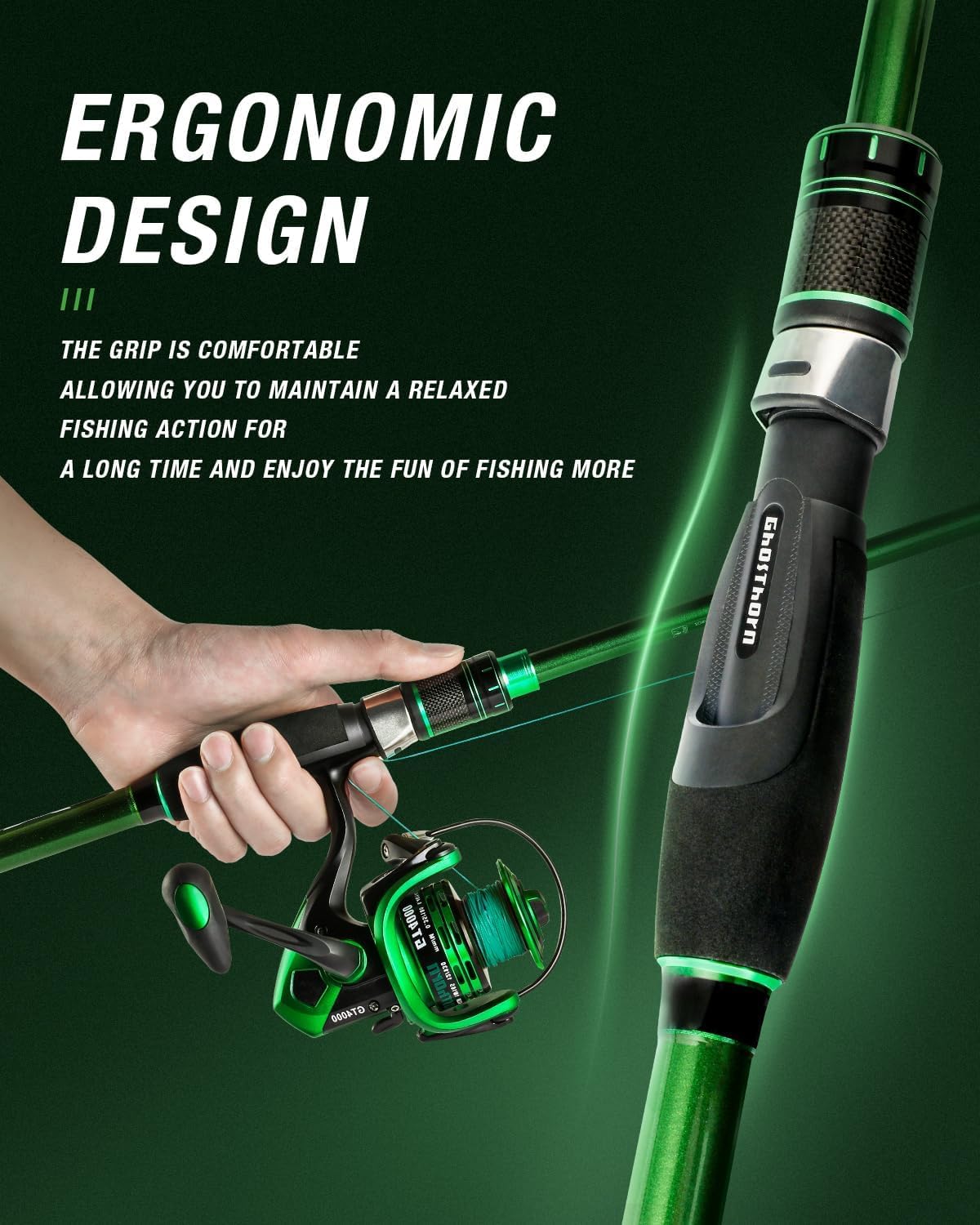 Ghosthorn Fishing Rod and Reel Combo Graphite Telescoping Fishing Pole Collapsible Portable Travel Kit with Carrier Bag for Freshwater Fishing Gift for Men Women