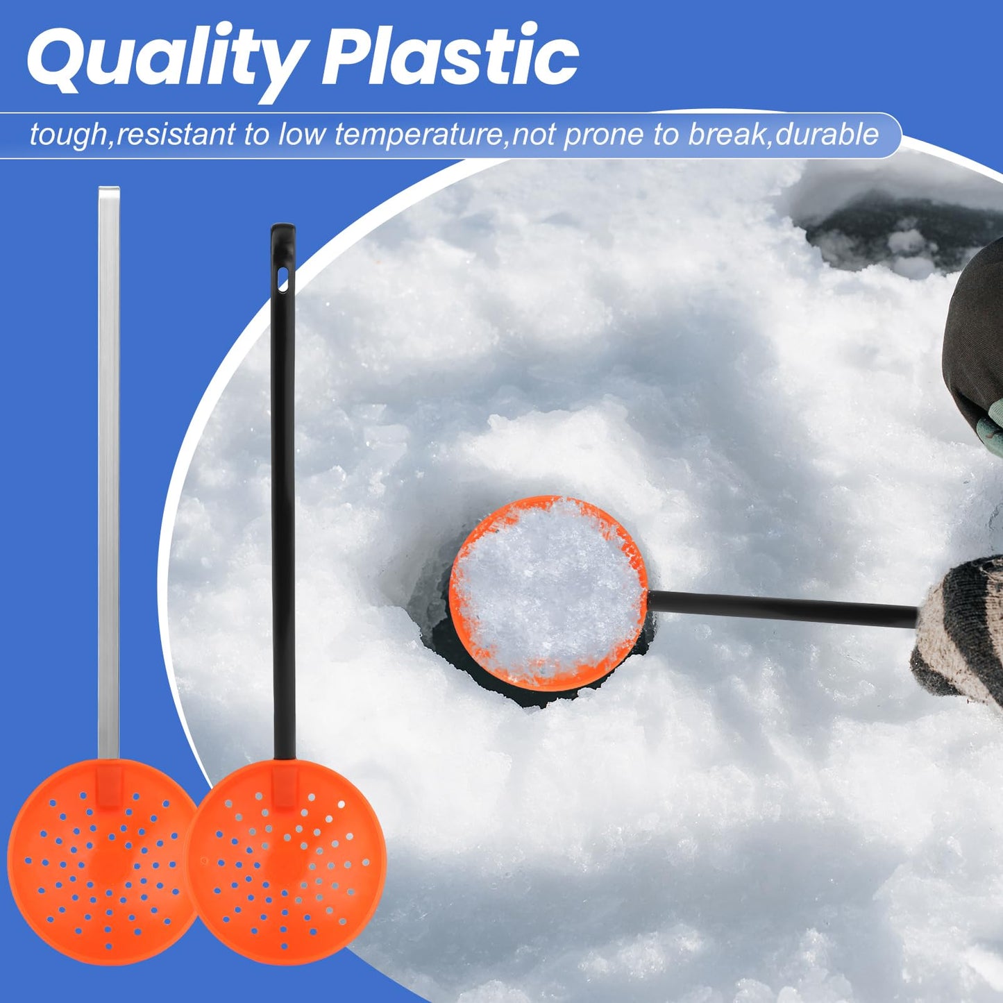Yiju Ice Fishing Scoop Scoop Skimmer Ice Slush Scoop with Aluminum Handle Winter Outdoor Fishing Shovel Ice Tools