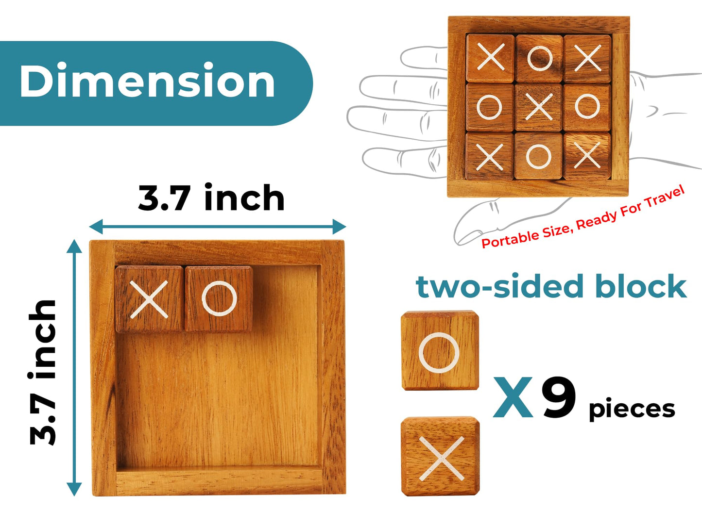 BSIRI Tic Tac Toe for Kids and Adults Coffee Table Living Room Decor and Desk Decor Family Games Night Classic Board Games Wood Rustic for Families Size 4 Inch