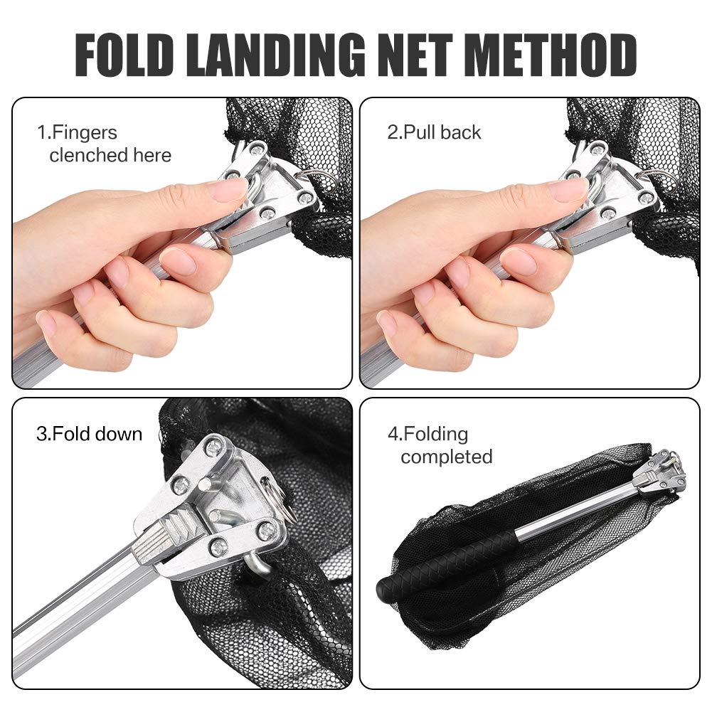 Yeahmart Fishing Net Minnow Nets with Aluminum Collapsible Telescopic Fishing Pole Handle and Nylon Mesh, Small Fishing Landing Net for Saltwater Freshwater, Kids, Men, Women, Extends to 21-75 inch