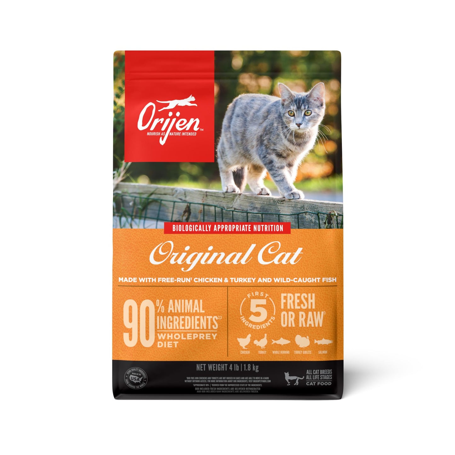 ORIJEN Grain Free High Protein Premium Dry Cat Food Original Recipe, 4lb Bag