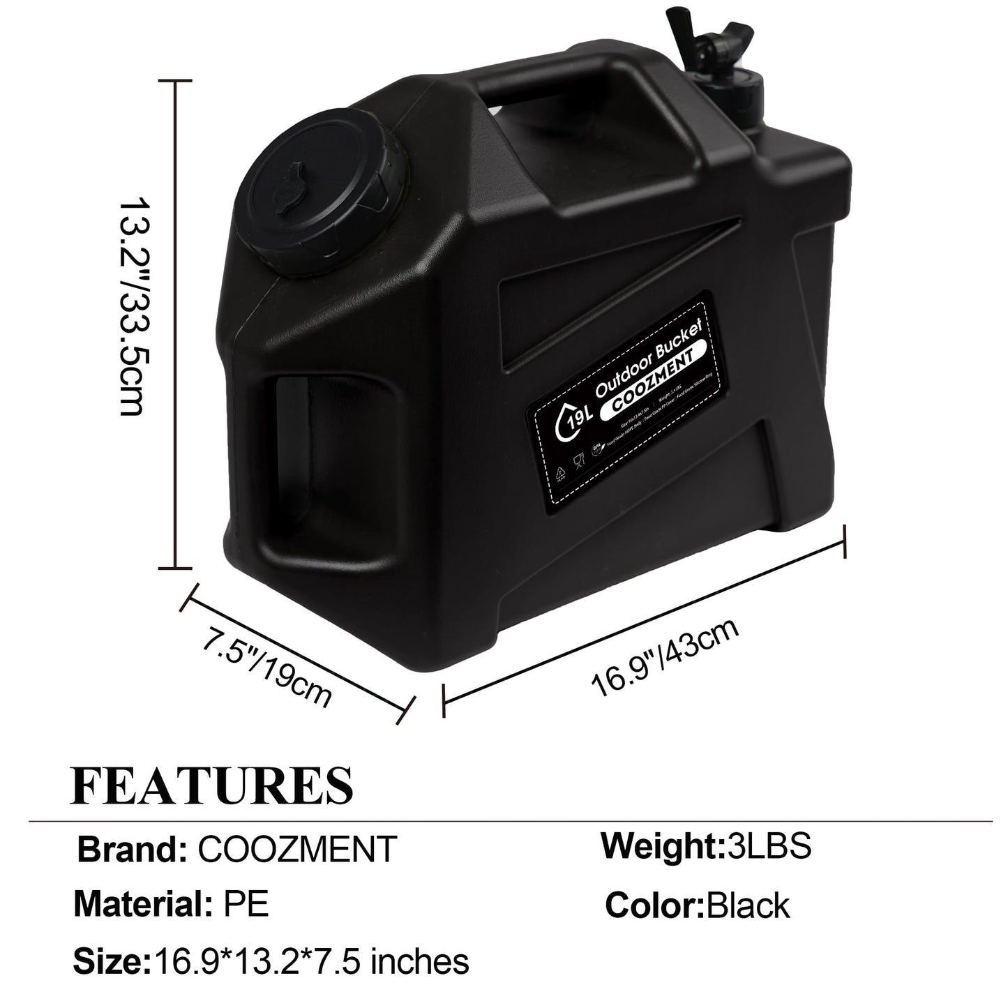 3.2 Gallon/5 Gallon Water Containers with Spigot, BPA Free Water Jug, Military Green Water Tank, Multifunction Water Storage Containers for Camping Outdoor Hiking,Emergency Stroage