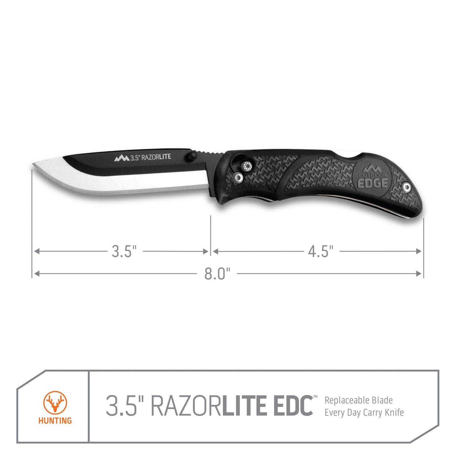 OUTDOOR EDGE Knives' RazorPro L Hunting Knife with Razor-Sharp Replaceable Blade features Non-Slip TRP Orange Handle, Belt Holster, & 30 Blades. Must-Have Field Dressing Knife for Your Hunting Gear