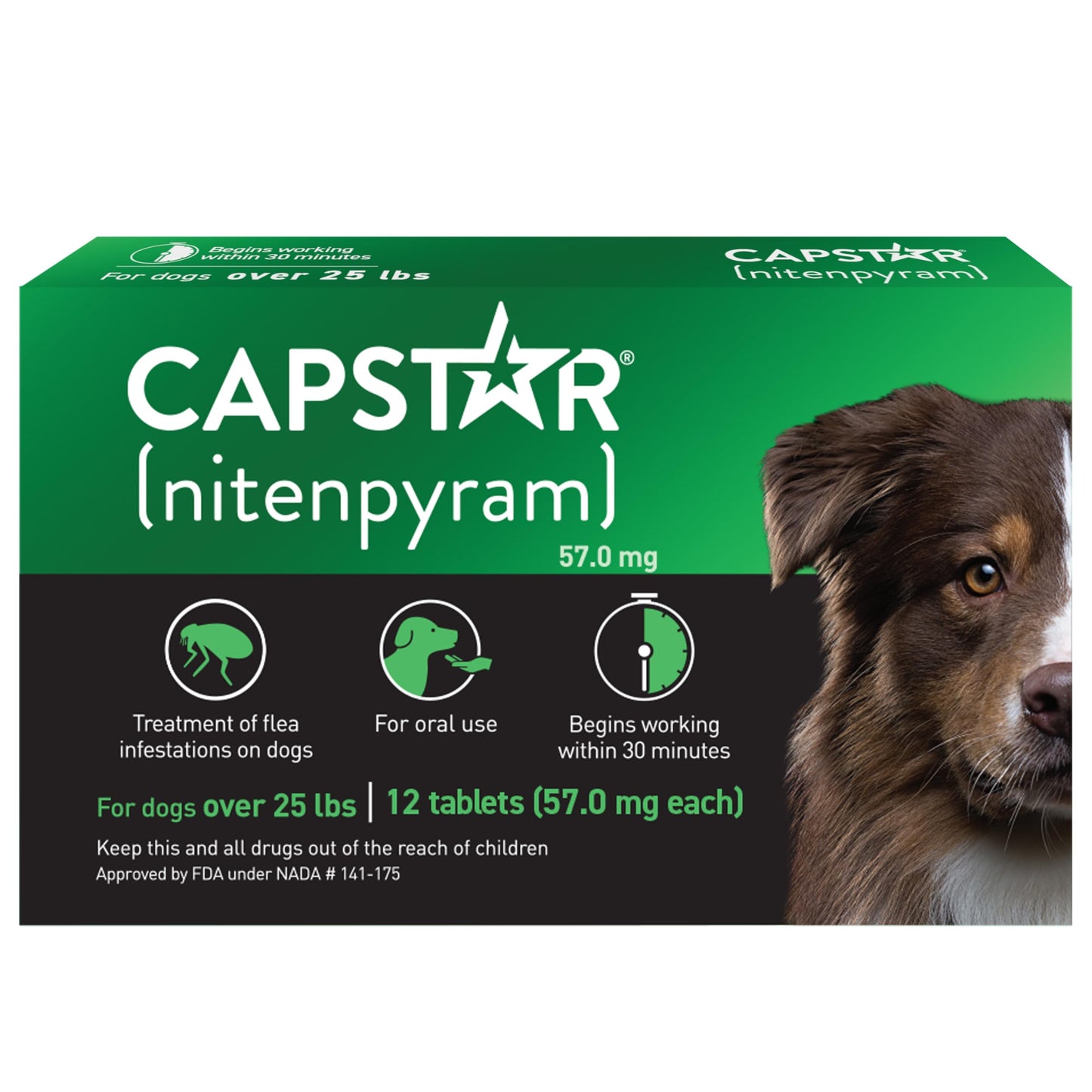 CAPSTAR Oral Flea Treatment for Dogs, Fast Acting Tablets Start Killing Fleas in 30 Minutes, Medium & Large Dogs (Over 25 lbs), 6 Doses