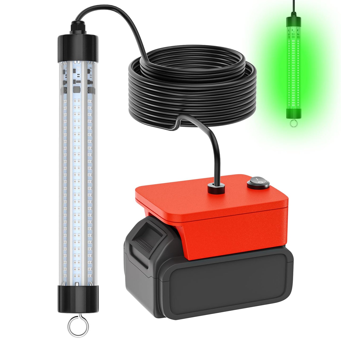 Underwater Fishing Light Compatible for Milwaukee 18V Battery,LED Green Light for 30W IP68 3000 Lumens Fish Attracting, Night Fishing for Docks Boats or Kayaks(no Battery)