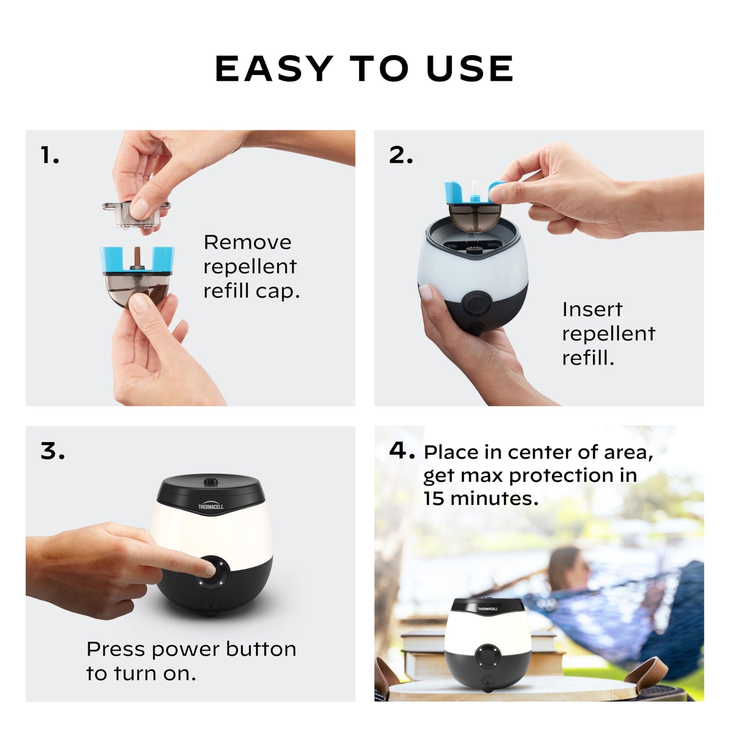 Thermacell Mosquito Repellent E-Series Rechargeable Repeller; Patio Shield 20’ Mosquito Protection Zone; Includes 12-Hr Repellent Refill; No Flame or Scent; Bug Spray and Bug Zapper Alternative