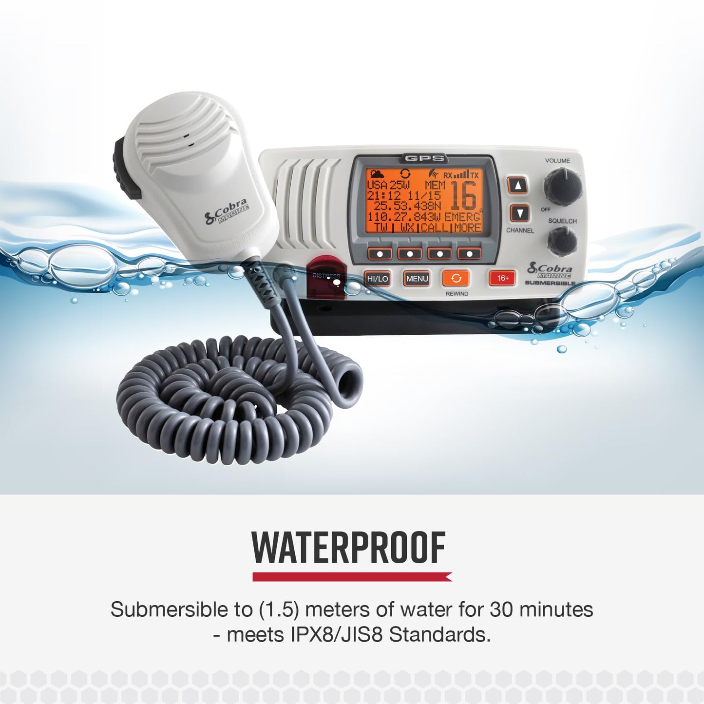 Cobra MR F77B GPS Fixed Mount VHF Marine Radio – 25 Watt VHF, Built-In GPS Receiver, Submersible, LCD Display, Noise Cancelling Mic, NOAA Weather, Signal Strength Meter, Scan Channels, Black/Grey