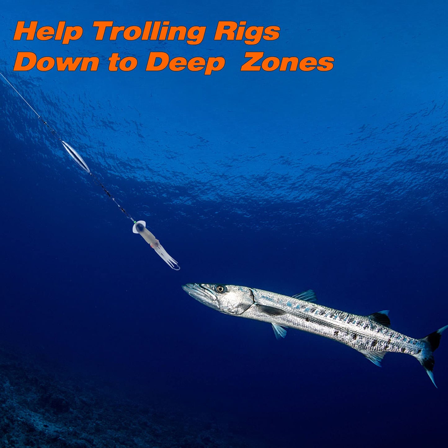 Dr.Fish 5 Pack Inline Trolling Sinker Torpedo Fishing Weight Lead Fishing Weight Sinker Double Ring Saltwater Offshore Boat Fishing