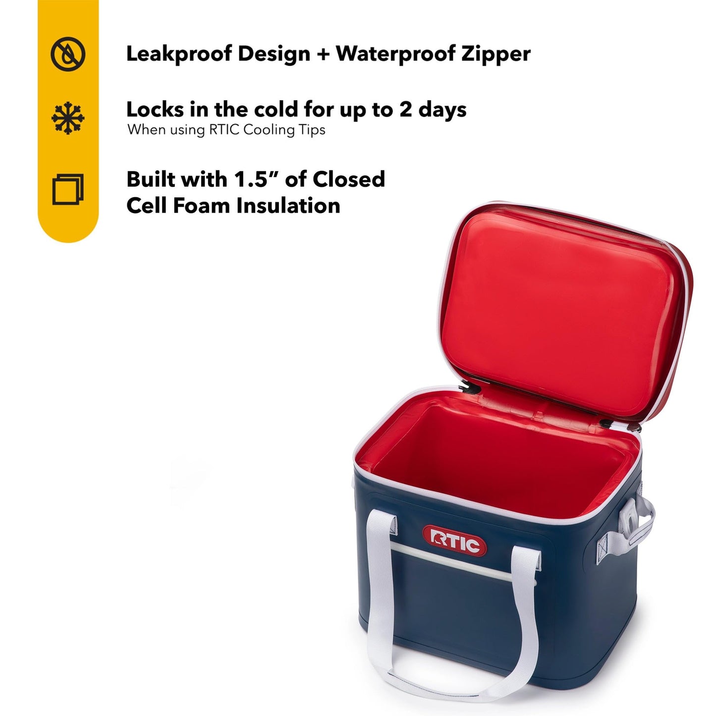 RTIC Ultra-Tough Soft Cooler 30 Can, Insulated Bag Portable Ice Chest Box for Lunch, Beach, Drink, Beverage, Travel, Camping, Picnic, Car, Trips, Floating Cooler Leak-Proof with Zipper