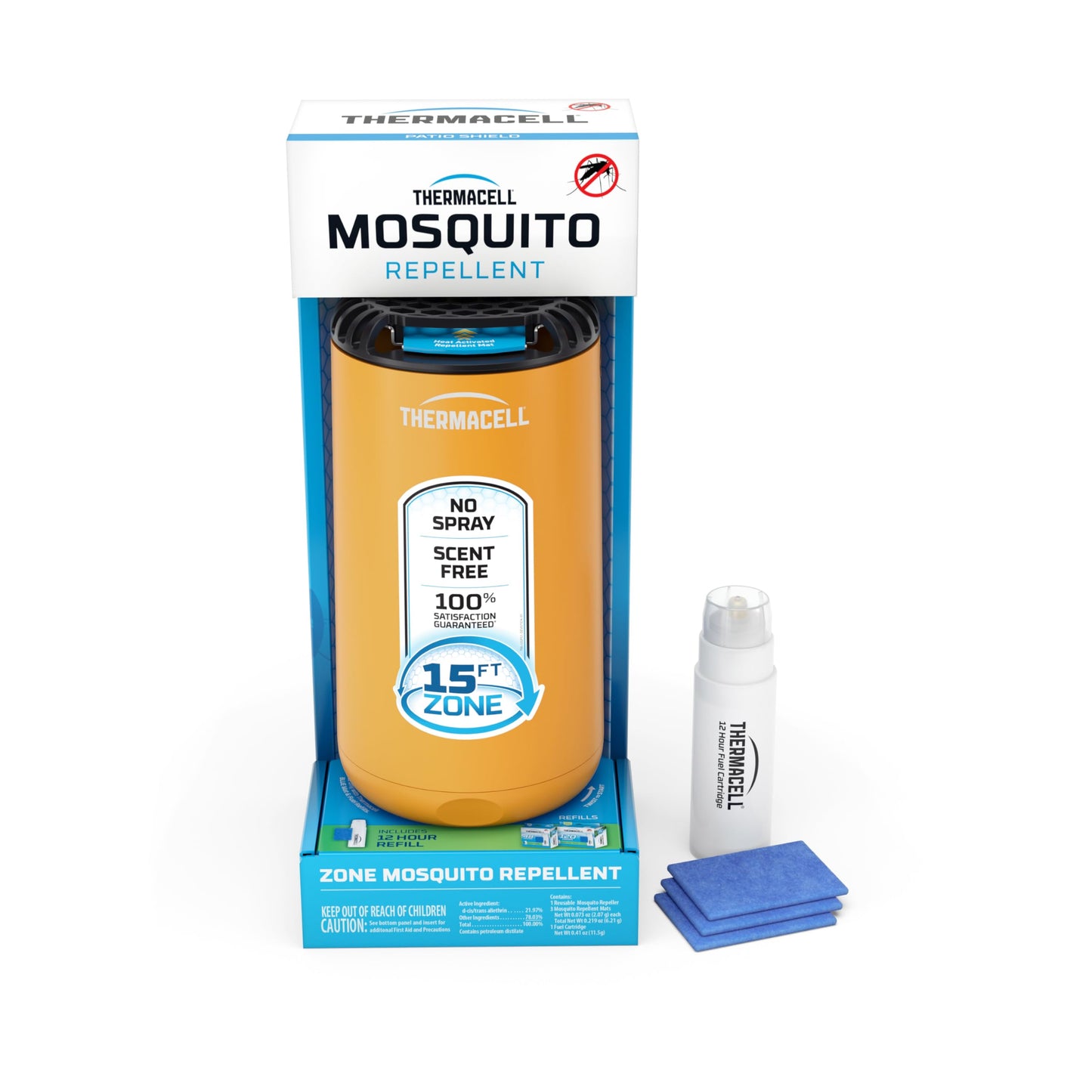 Thermacell Mosquito Repeller Patio Shield; Includes 12-Hour Refill; 15 Foot Zone of Protection; Highly Effective Mosquito Repellent for Patio; Bug Spray Alternative; Scent Free