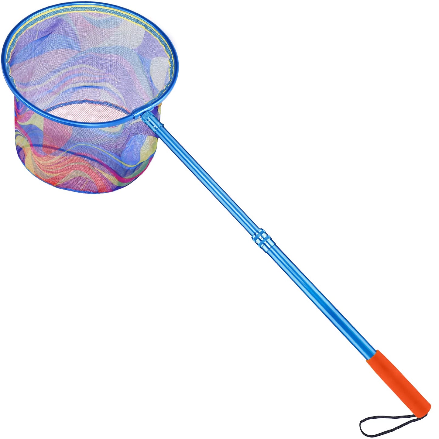 PLUSINNO Kids Fishing Net, Telescopic Lightweight Landing Net with Aluminum Pole Handle and Nylon Mesh, Catch and Release Butterfly Net for Kids Youth Outdoor