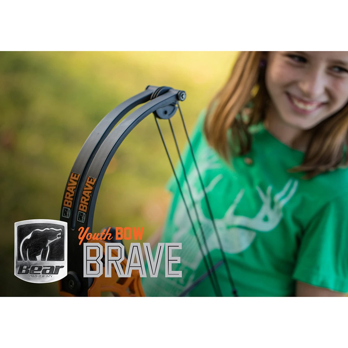Bear Archery Brave Bow Set for Youth, Recommended Ages 8-12, Right Handed, Continuous Draw Weight Up to 25 lb., Continuous Draw Length Up to 19.5-inches