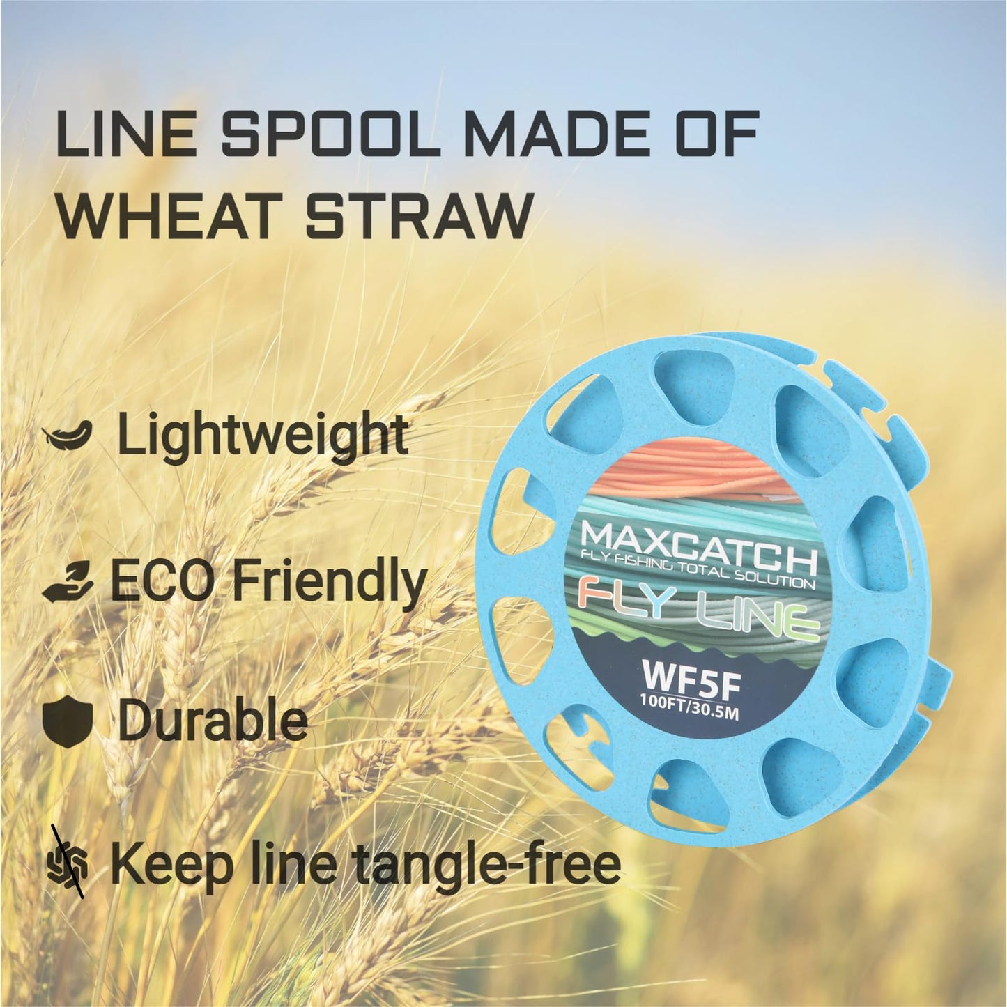 Maxcatch Weight Forward Fly Fishing Line with Two Welded Loops, Floating Fly Lines for Freshwater, 100FT (WF1F, 2F, 3F, 4F, 5F, 6F, 7F, 8F)