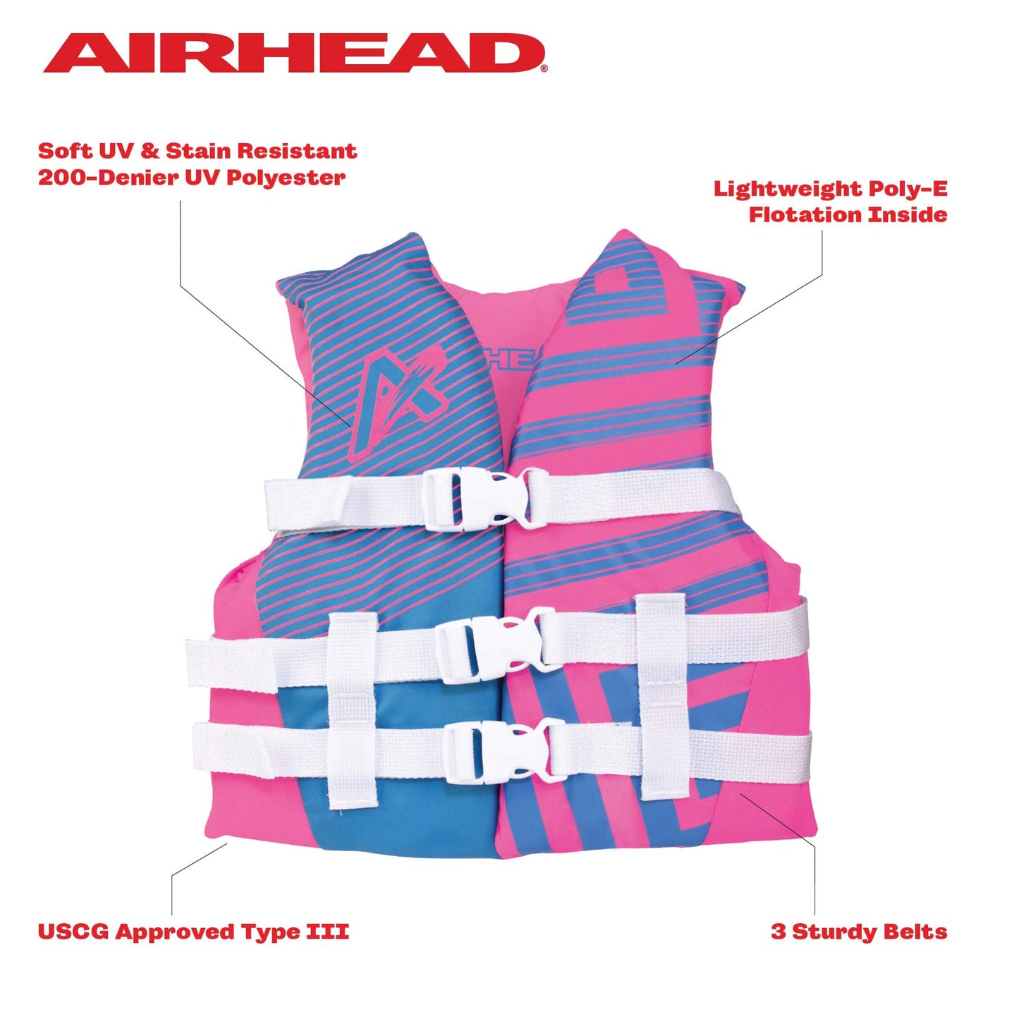 Airhead Trend Life Jacket, Coast Guard Approved, Men's, Women's and Youth Sizes