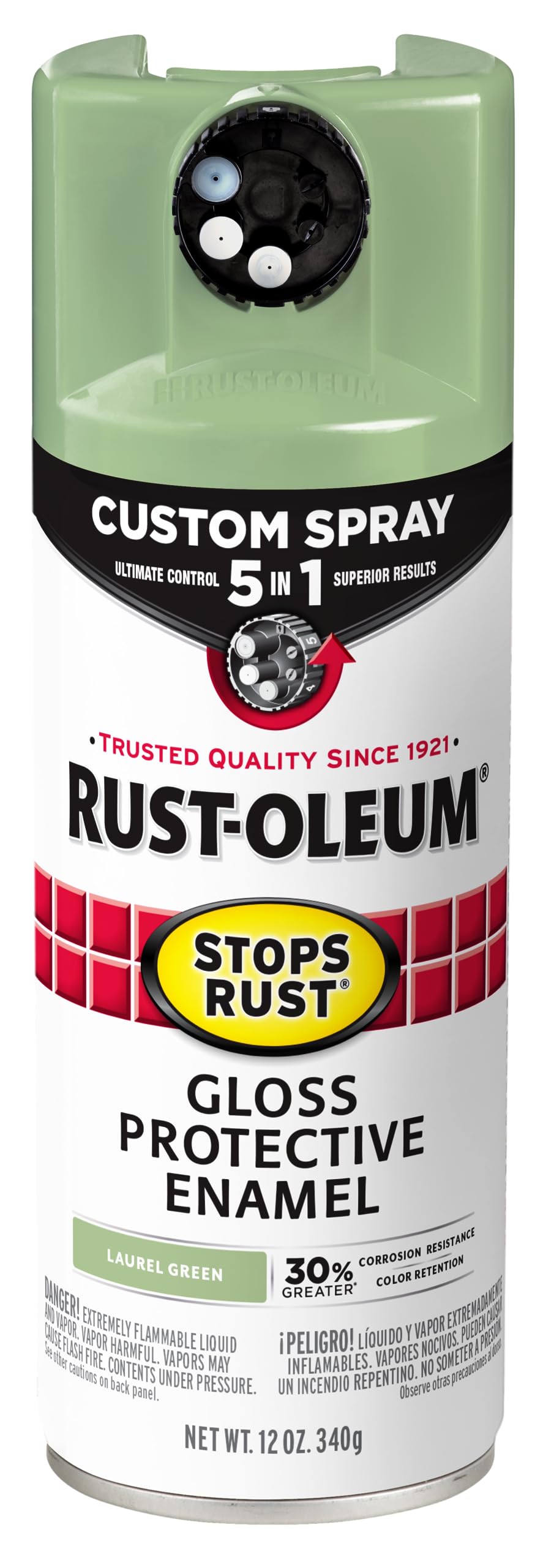 Rust-Oleum 376892 Stops Rust Custom Spray 5-in-1 Spray Paint, 12 oz, Gloss Leather Brown