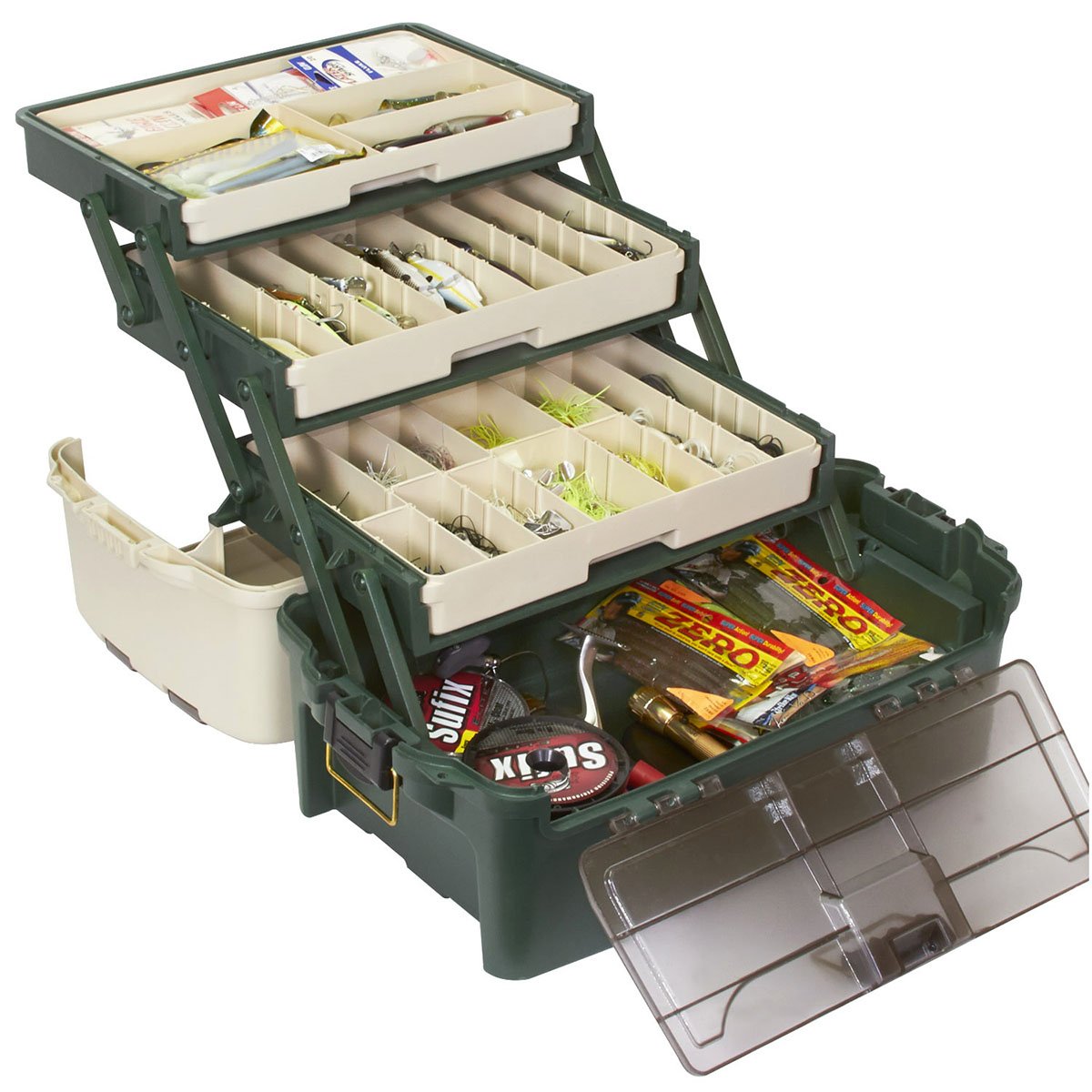 Plano Hybrid Hip Tackle System, One Size, White and Green, Premium Tackle Storage with Removable Drawers, Fits StowAway Utility Boxes, Storage for Fishing