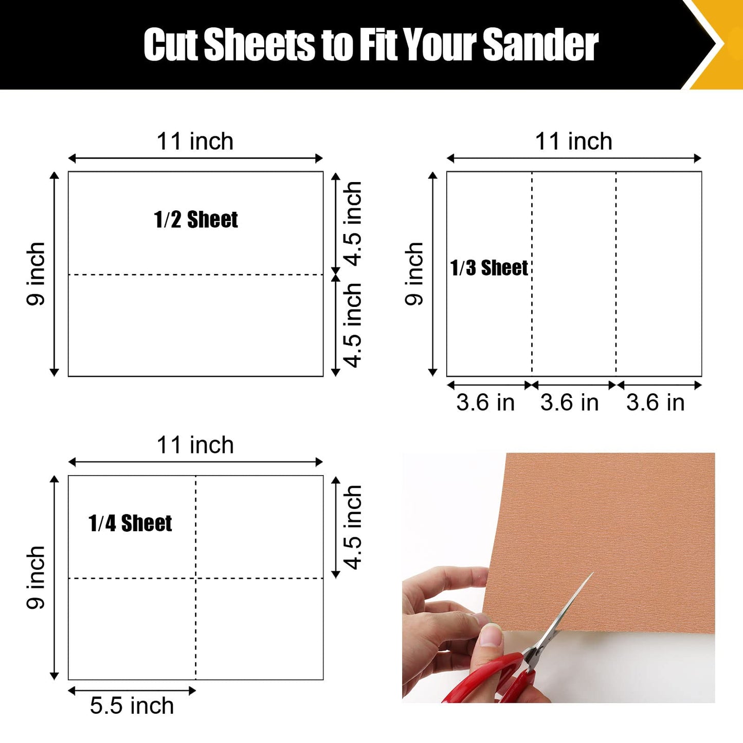 50 Pcs 1/4 Sheet Sandpaper, Premium Sand Paper 80/120/150/220/320/400 Grit Sandpaper Sheet Sand Paper Assortment for Wood Metal Automotive Palm Sanders 5.5" x 4.5"