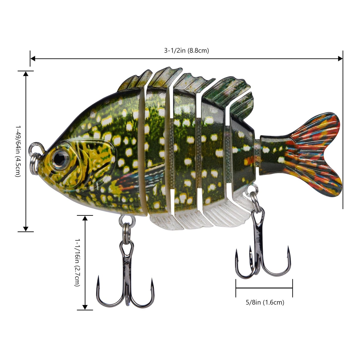 BASSDASH SwimPanfish Multi Jointed Panfish Bluegill Swimbaits Hard Topwater Bass Lures Fishing Lure Crank Saltwater 3.5in/0.85oz