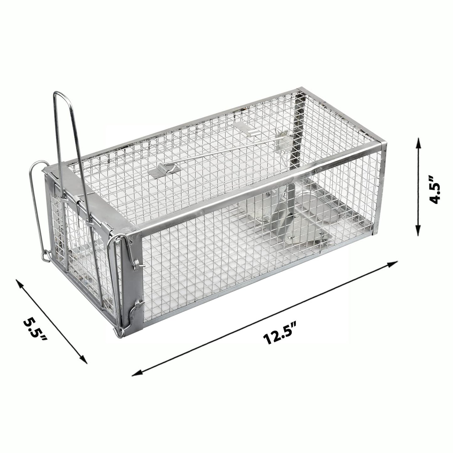 2-Pack Rat Traps Humane Live Mouse Vole Chipmunk Trap Cage for Indoors and Outdoors (Black)
