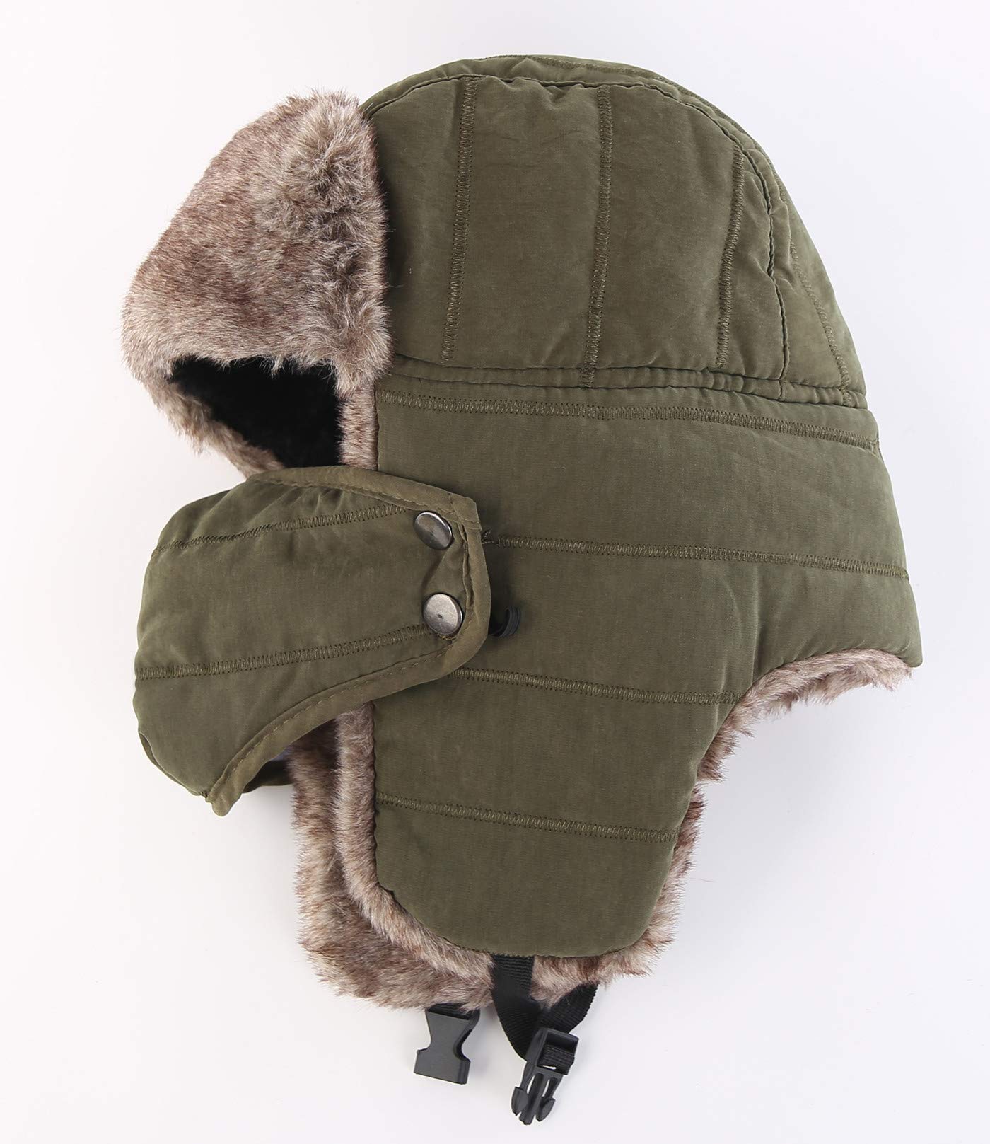 Connectyle Men's Trooper Trapper Hat Warm Winter Hats with Removable Face Mask Earflaps Faux Fur Hunting Outdoor Hat