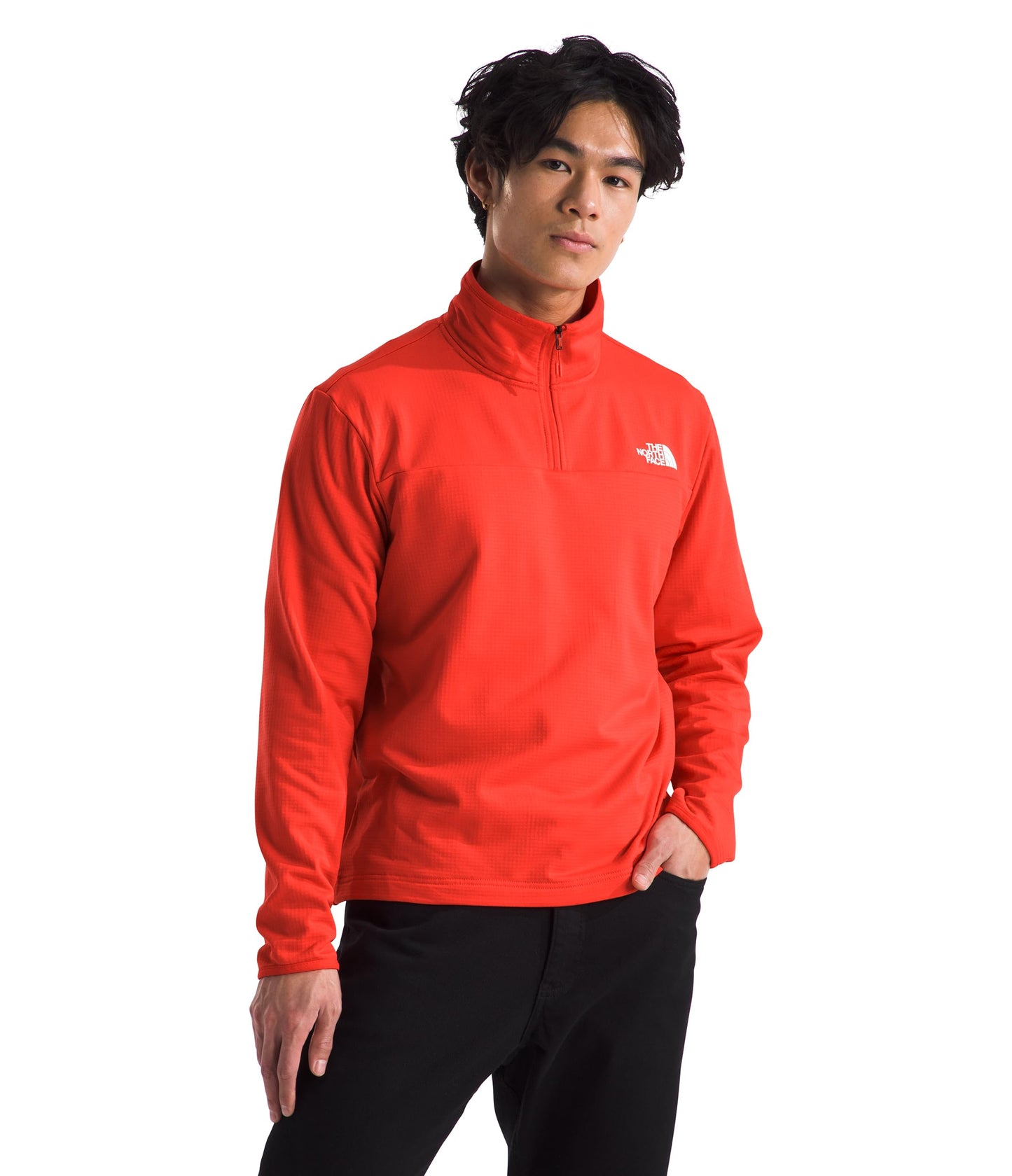 THE NORTH FACE Men's Cedar Trail Grid Fleece Quarter Zip Jacket | Cold Weather Top With Durable, Reinforced Bindings