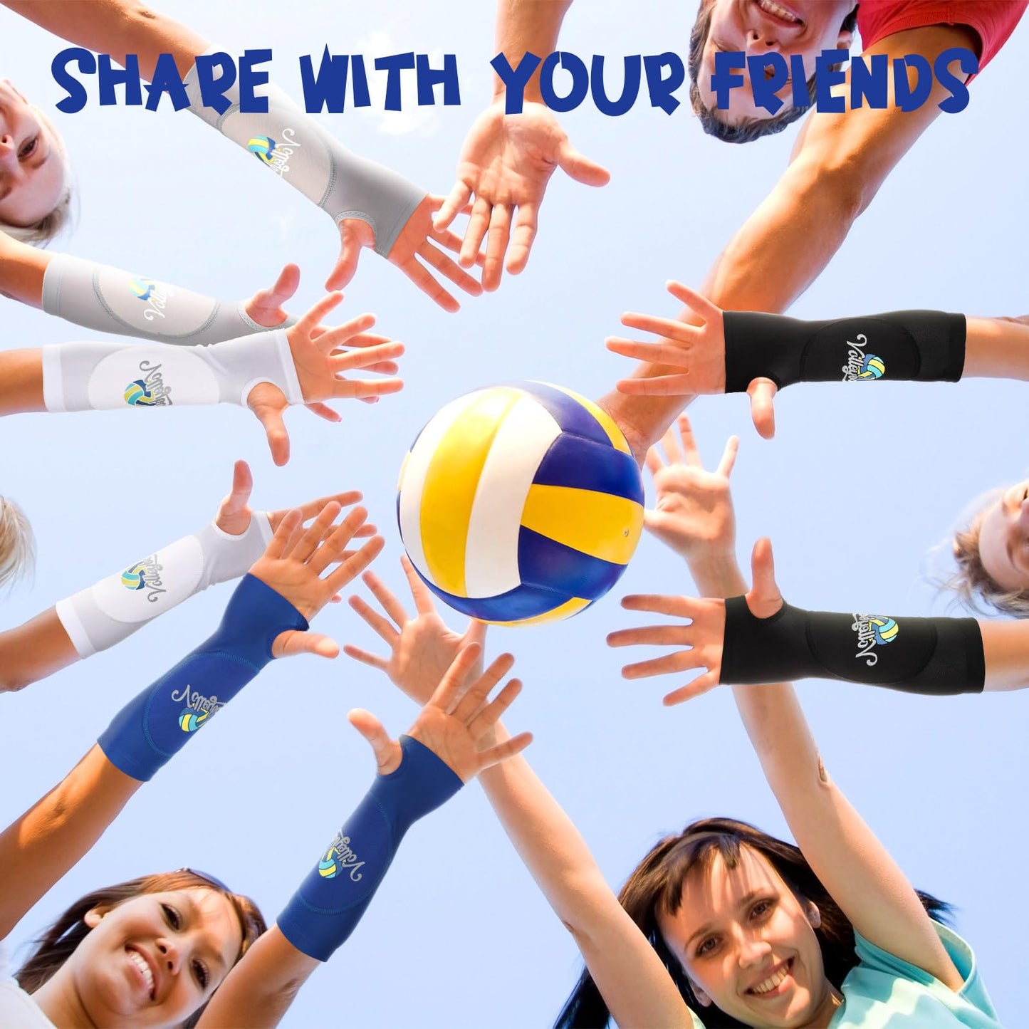 Yearntown 4 Pairs Volleyball Arm Sleeves with Protection Pads & Thumb Hole Breathable Forearm Sleeves for Men & Women