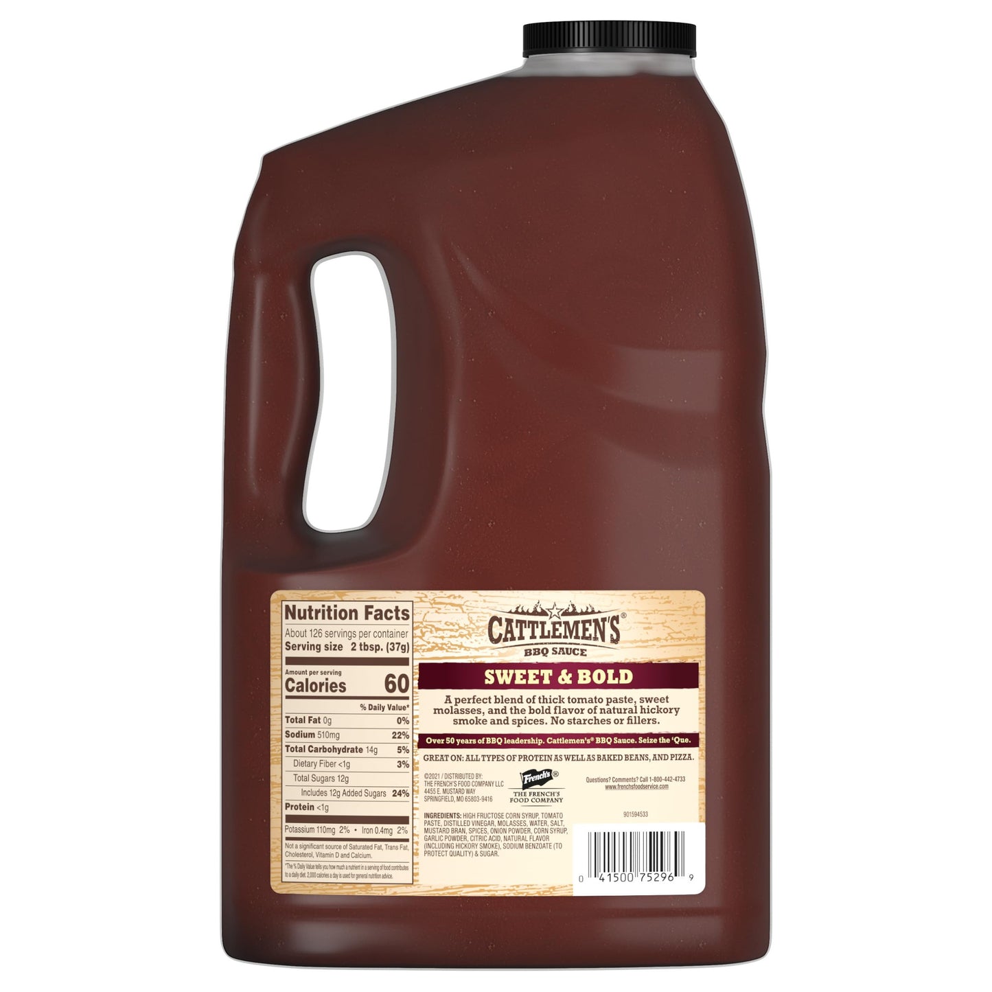 Cattlemen's Mississippi Honey BBQ Sauce, 1 gal - One Gallon Bulk Container of Mississippi Honey Barbecue Sauce Blend of Honey, Vinegar, Hickory and More for Dipping and Barbecue Recipes