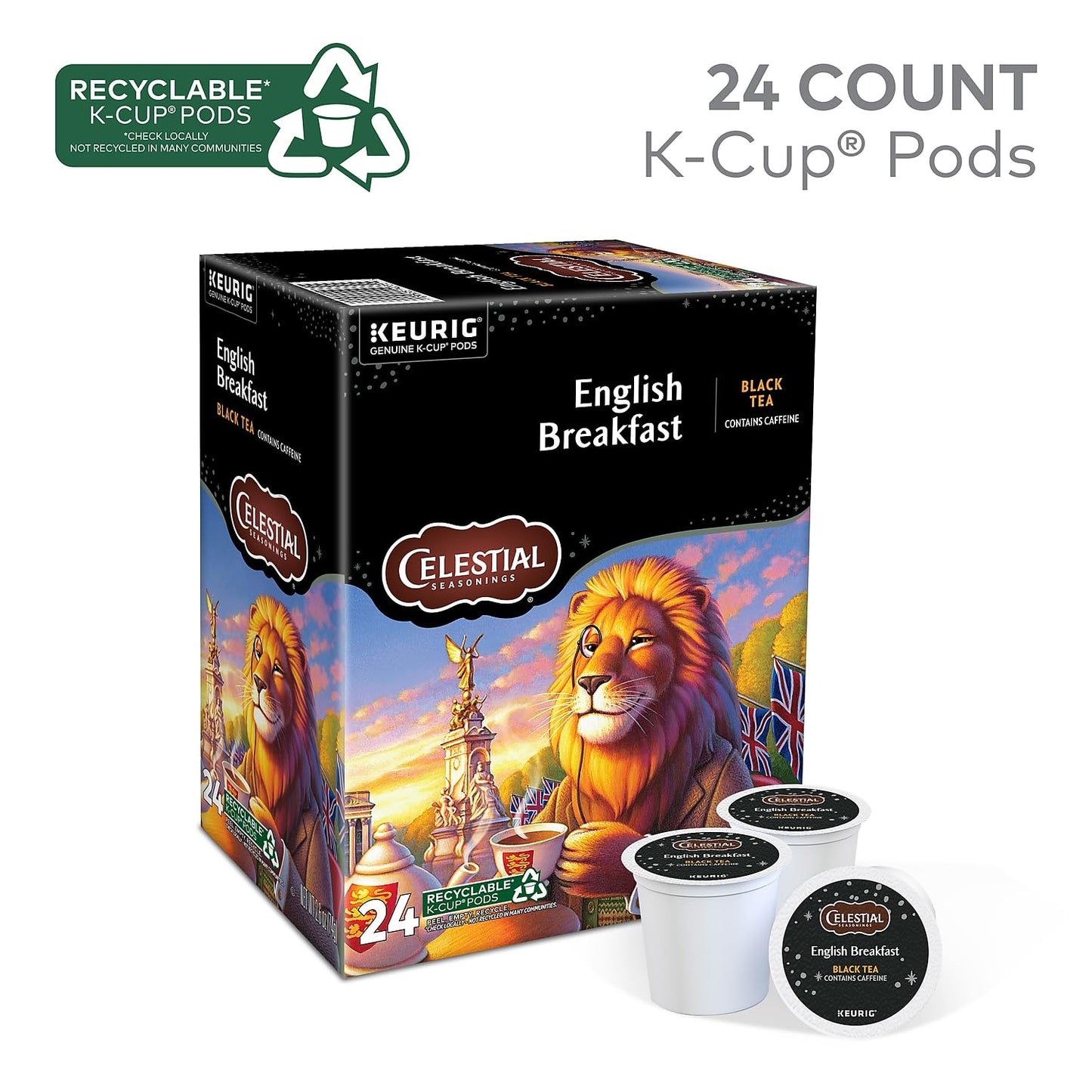 Celestial Seasonings English Breakfast Black Tea, Single-Serve Keurig K-Cup Pods, 96 Count