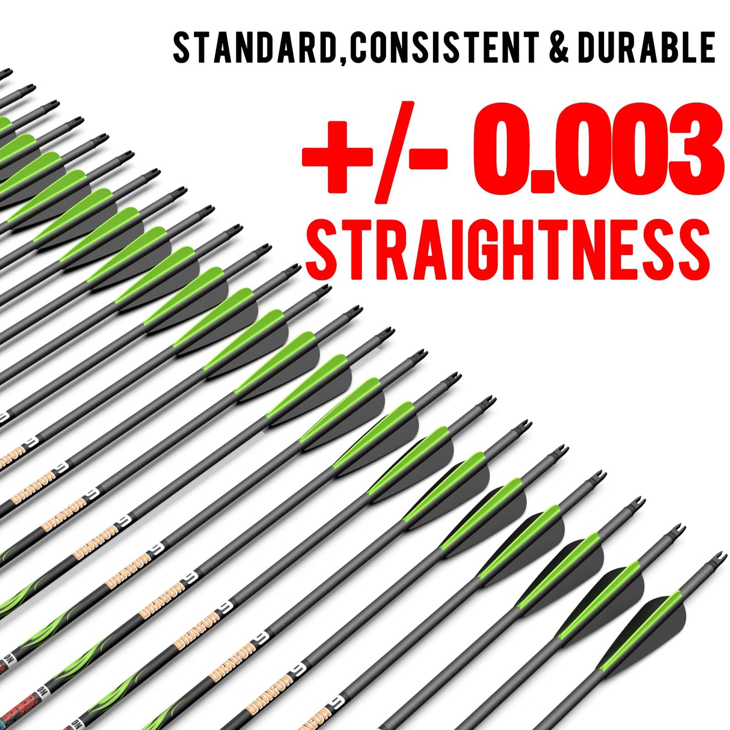 sanlida 100% Pure Carbon Arrows, 0.001"/0.003"/0.006", Buy 12 Get 12 Free/Buy 6 Get 6 Free!10 Spines Deflection for Compound Bow & Recurve Bows (12PCS / 24PCS)