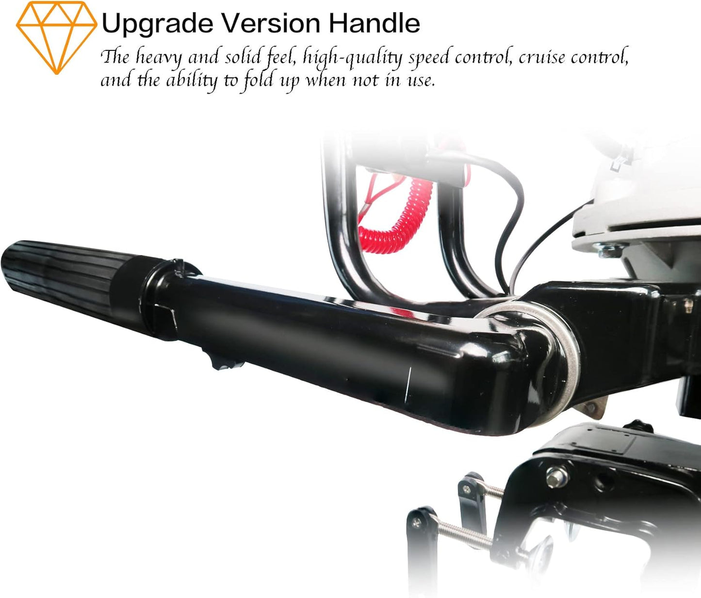 4 Stroke 7.5 HP Outboard Engine 196cc Air Cooling System Outboard Boat Motor with Luxury Handle, Kill Urgent Stop Switch, Outboard Engine Cover
