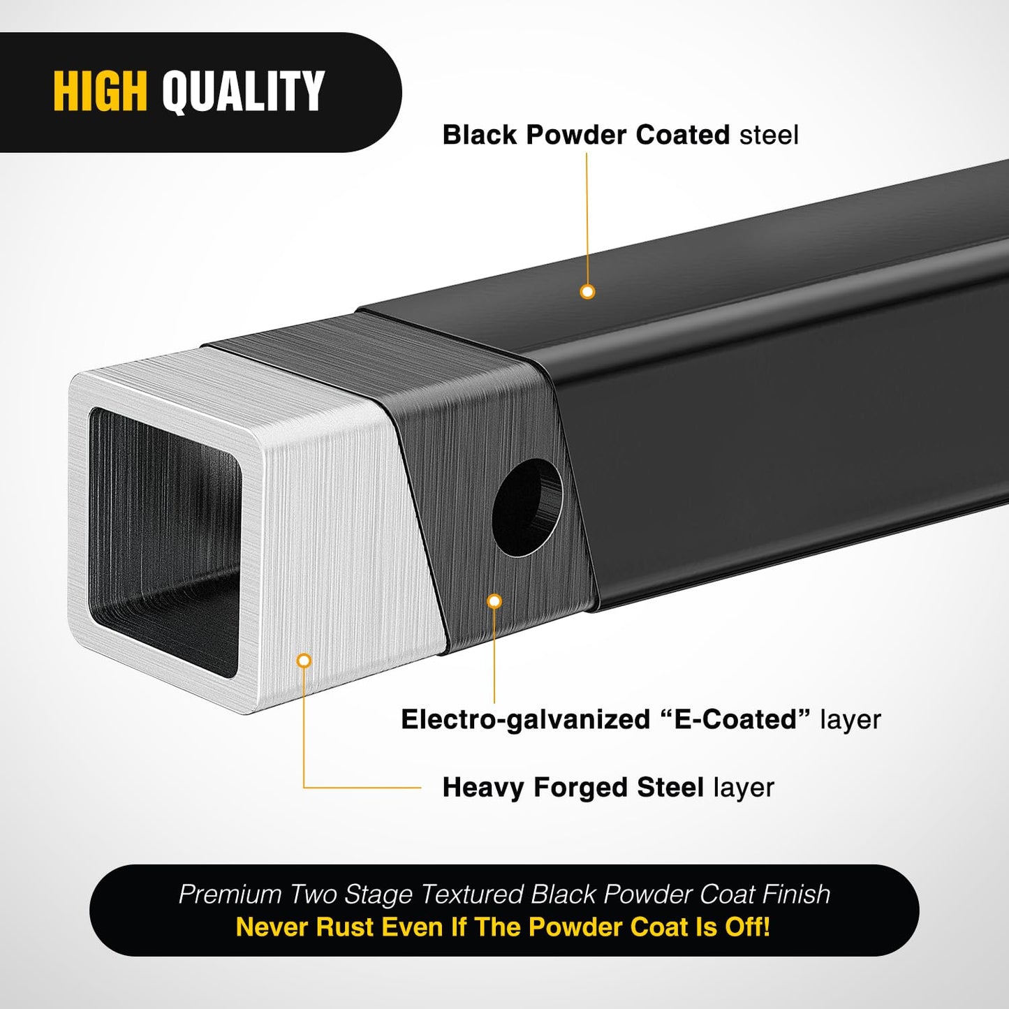 Nilight Trailer Hitch Receiver Extender Adapter Reducer 1-1/4 to 2Inch Hitch Adapter 6-1/2 inch Extension Sleeve Convertor 350Lbs with 1/2-Inch Diameter Pin and Clip with 5/8-Inch Adapter