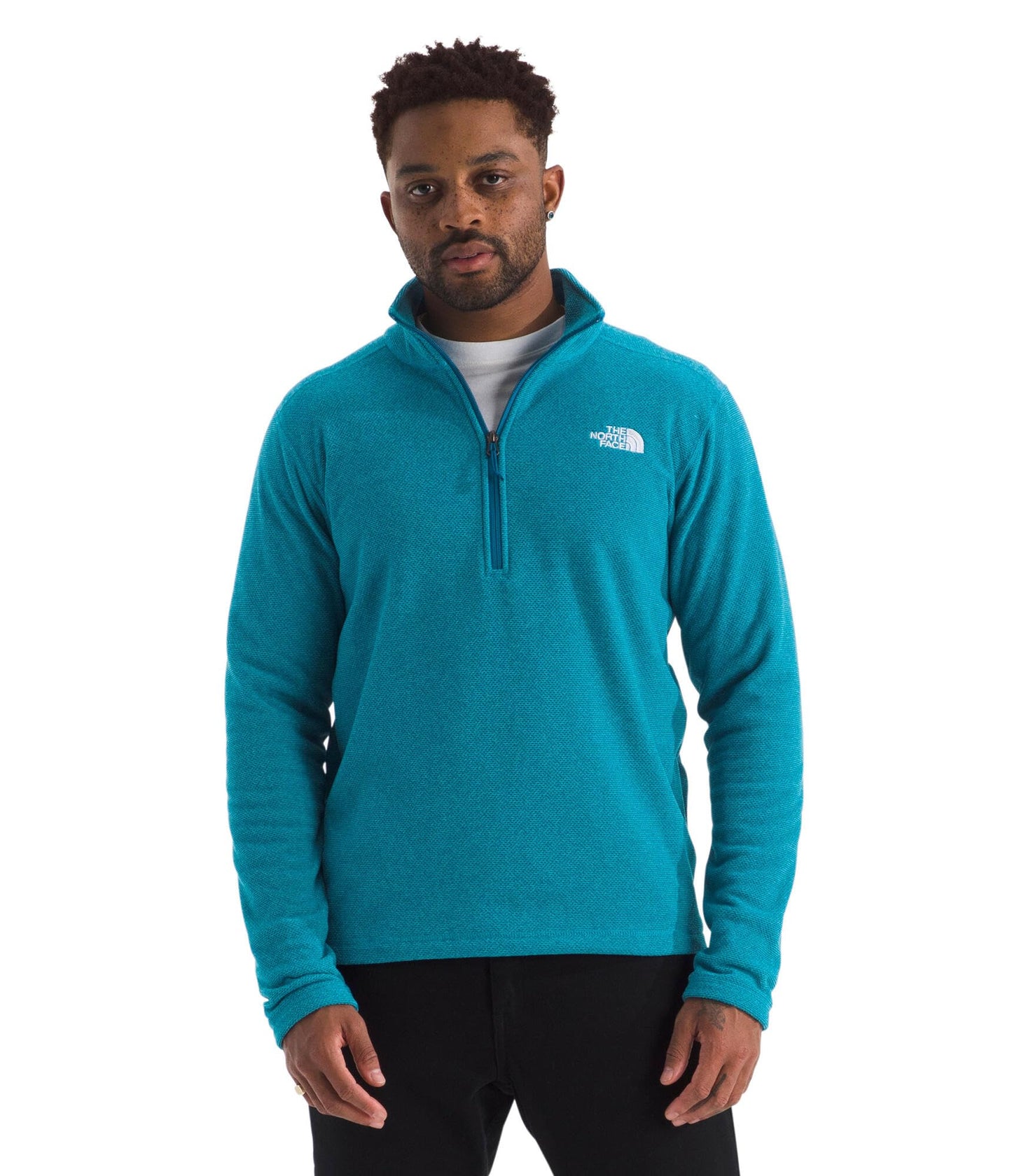 THE NORTH FACE Men's Textured Cap Rock 1/4 Zip Pullover | Fleece Jacket, Fold Over Collar & Embroidered Logo