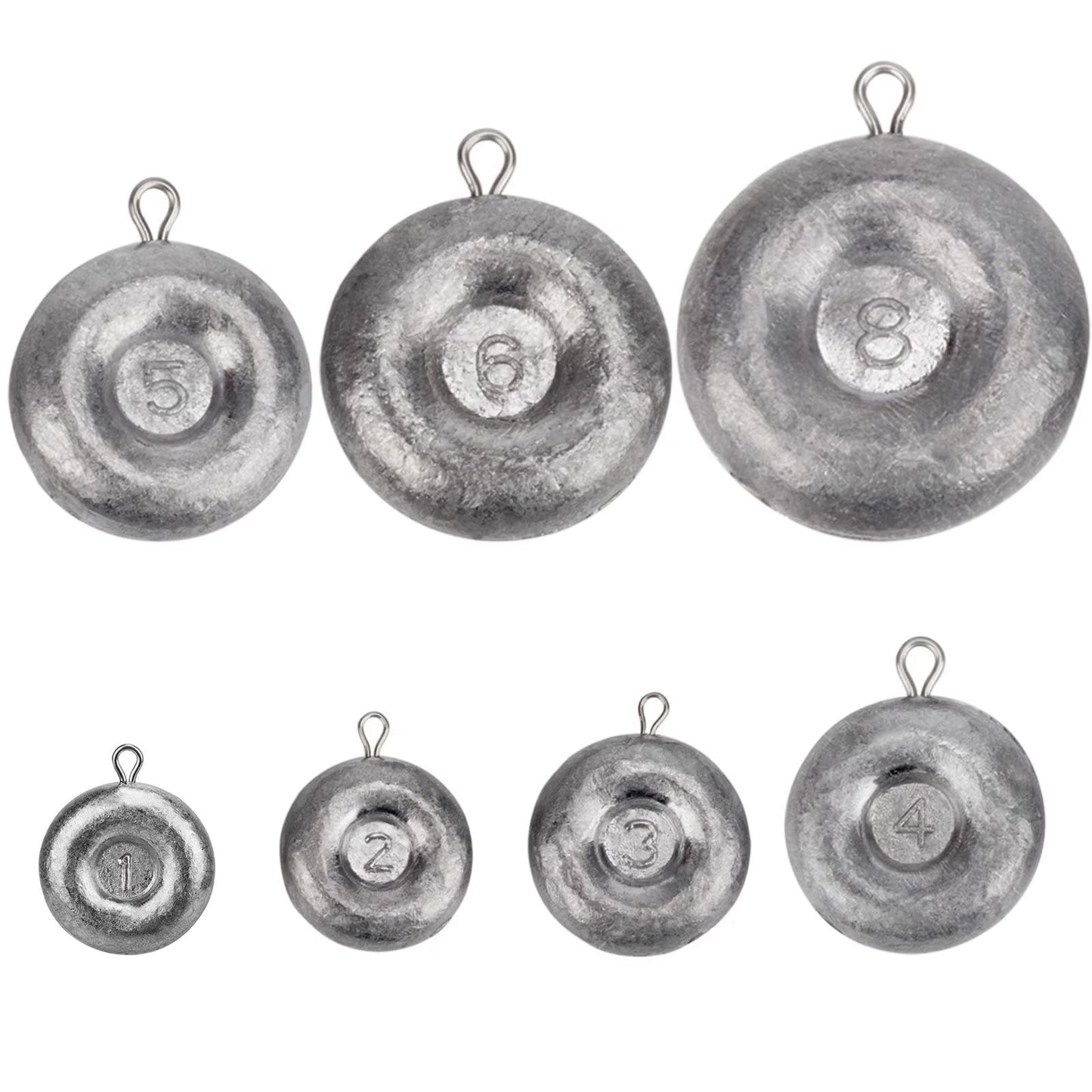 THKFISH Fishing Weights Kit - Inline, Trolling, Double Ring, Tor-pedo, Catfishing, Saltwater & Surf Fishing Weights - Coin, Disc & Pyramid Sinkers