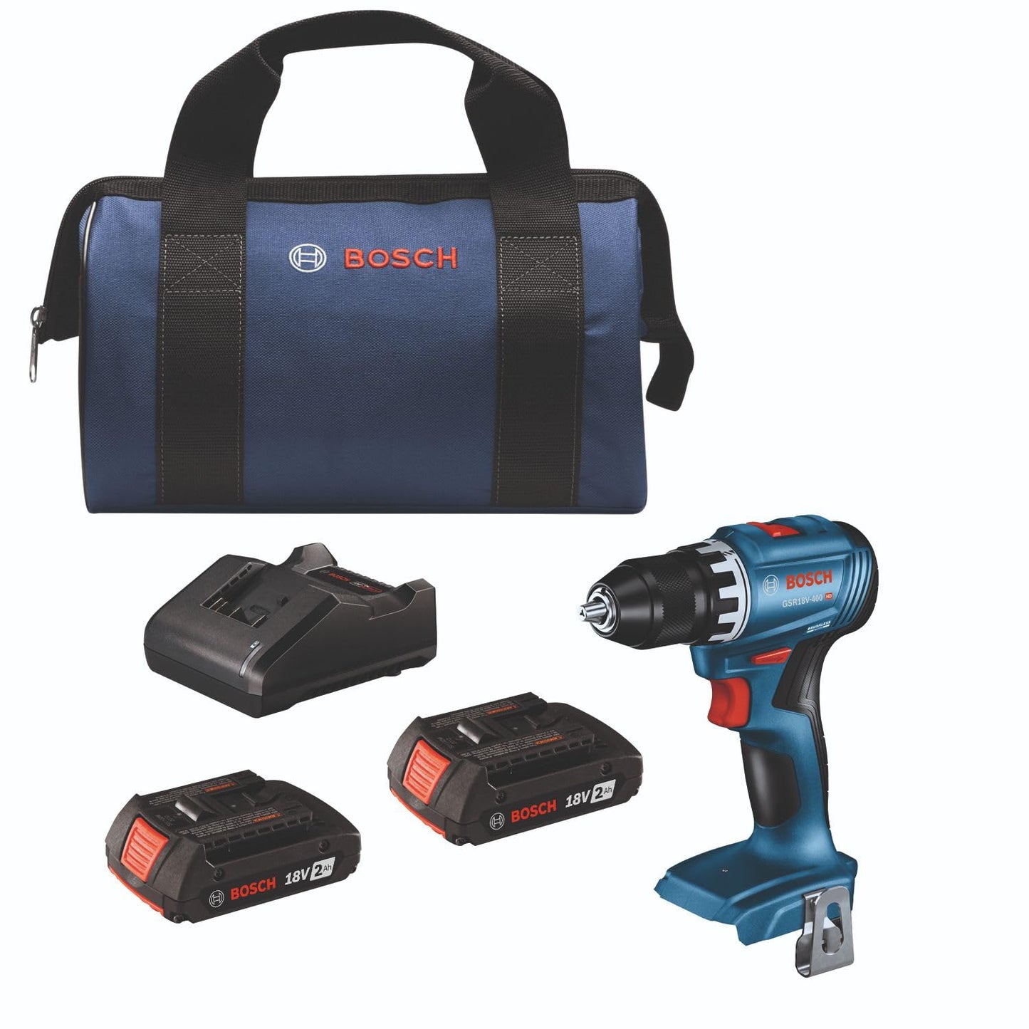 BOSCH GSR18V-400B12 18V Compact Brushless 1/2 In. Drill/Driver Kit with (1) 2.0 Ah SlimPack Battery