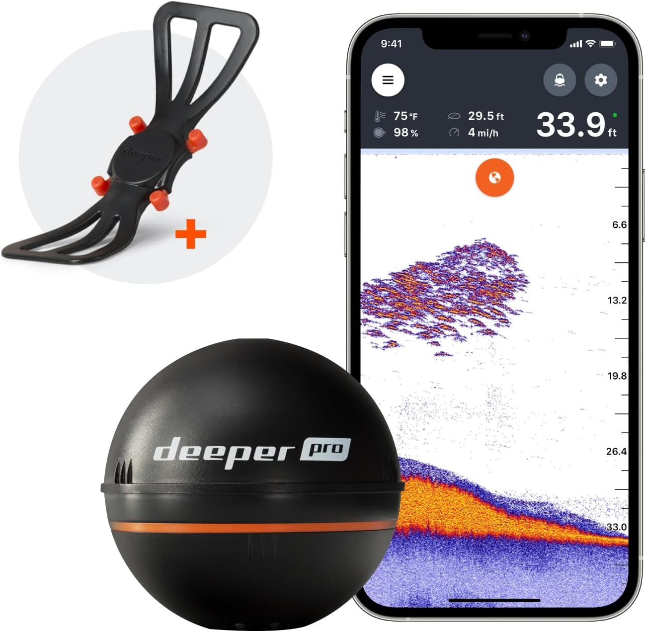 Deeper PRO Smart Sonar Fish Finder Bundle Castable Wi-Fi Fish Finder with Smartphone Mount for Fishing Rod | Portable Depth Finder for Bank, Boat, ... Deeper PRO Smart Sonar Fish Finder Bundle Castable Wi-Fi Fish Finder with Smartphone Mount for Fishing Rod | Portable Depth Finder for Bank, Boat, ...