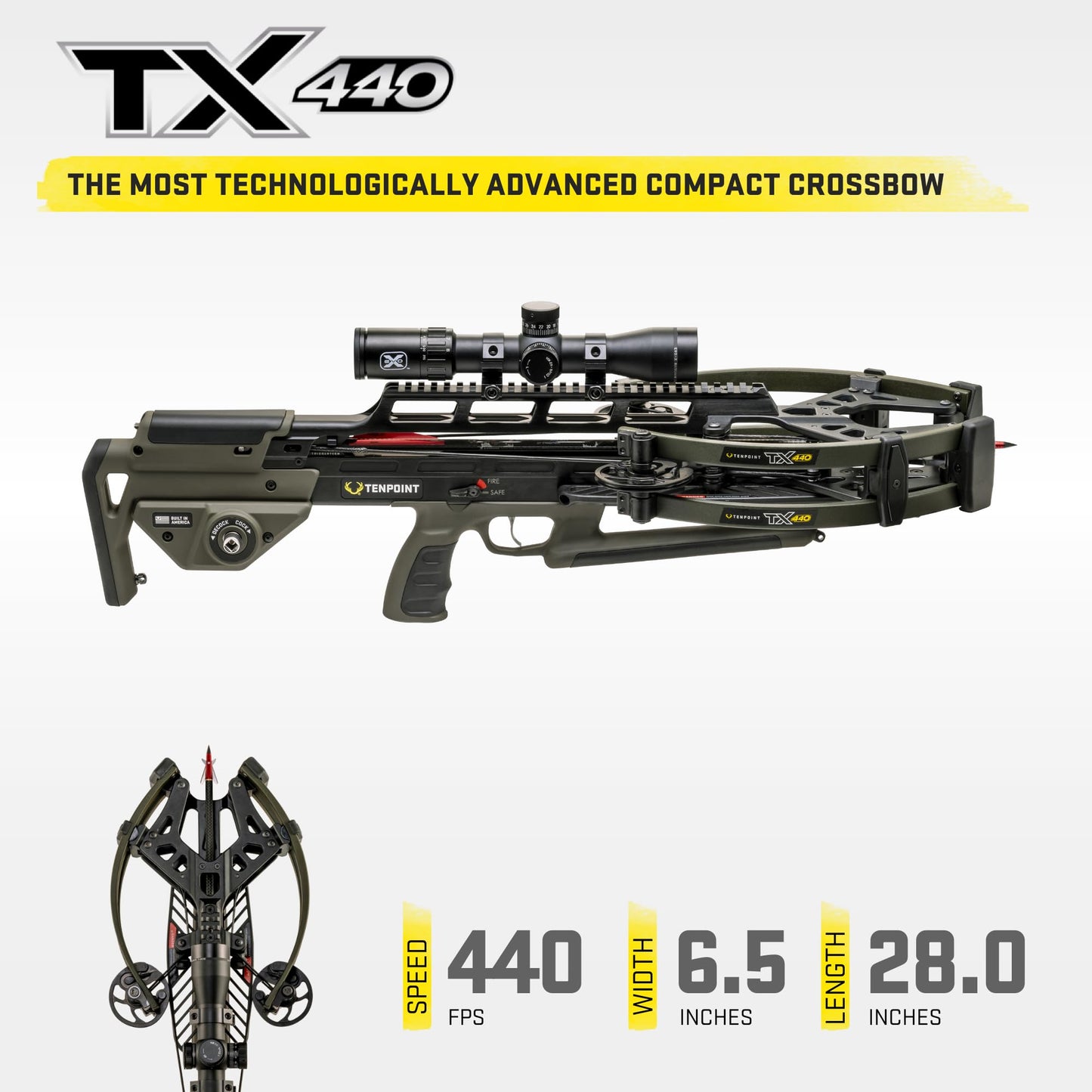 TenPoint TX 440 Crossbow - 440 FPS - Most Advanced Compact, Forward Draw Crossbow in The World