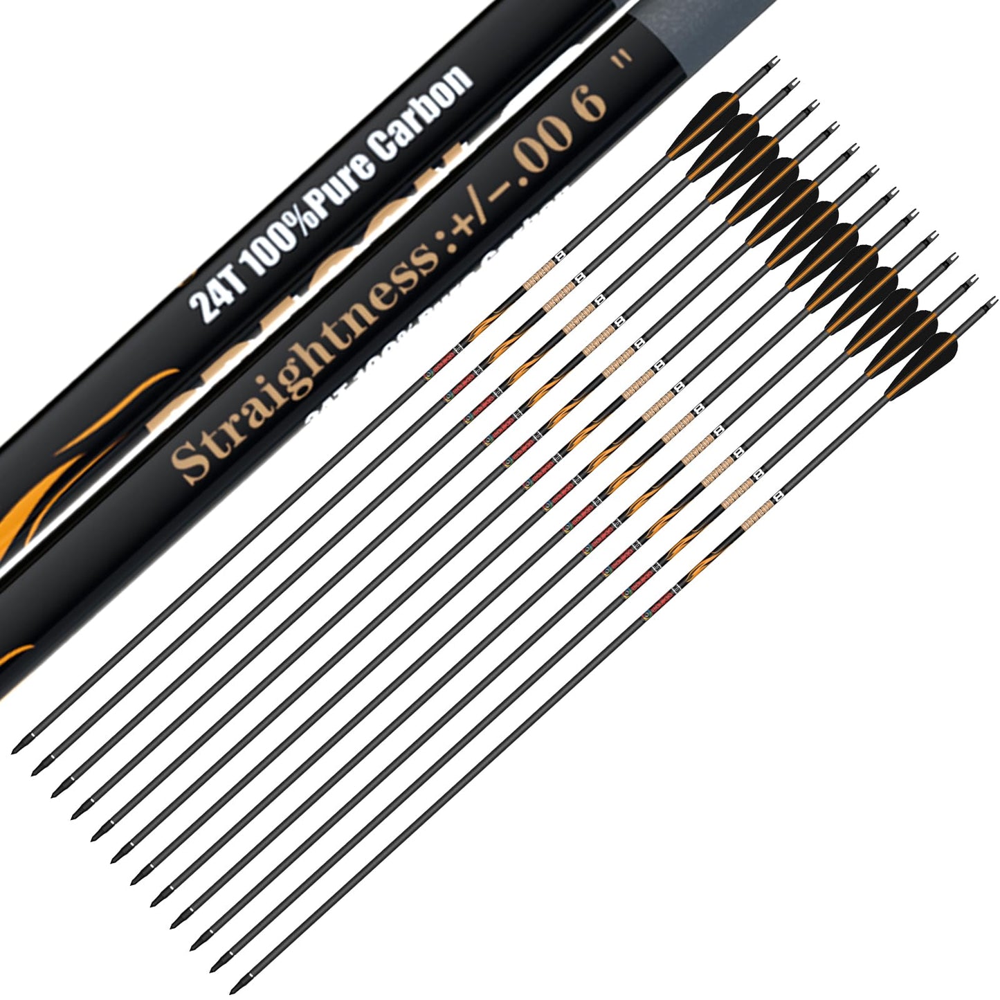 sanlida 100% Pure Carbon Arrows, 0.001"/0.003"/0.006", Buy 12 Get 12 Free/Buy 6 Get 6 Free!10 Spines Deflection for Compound Bow & Recurve Bows (12PCS / 24PCS)