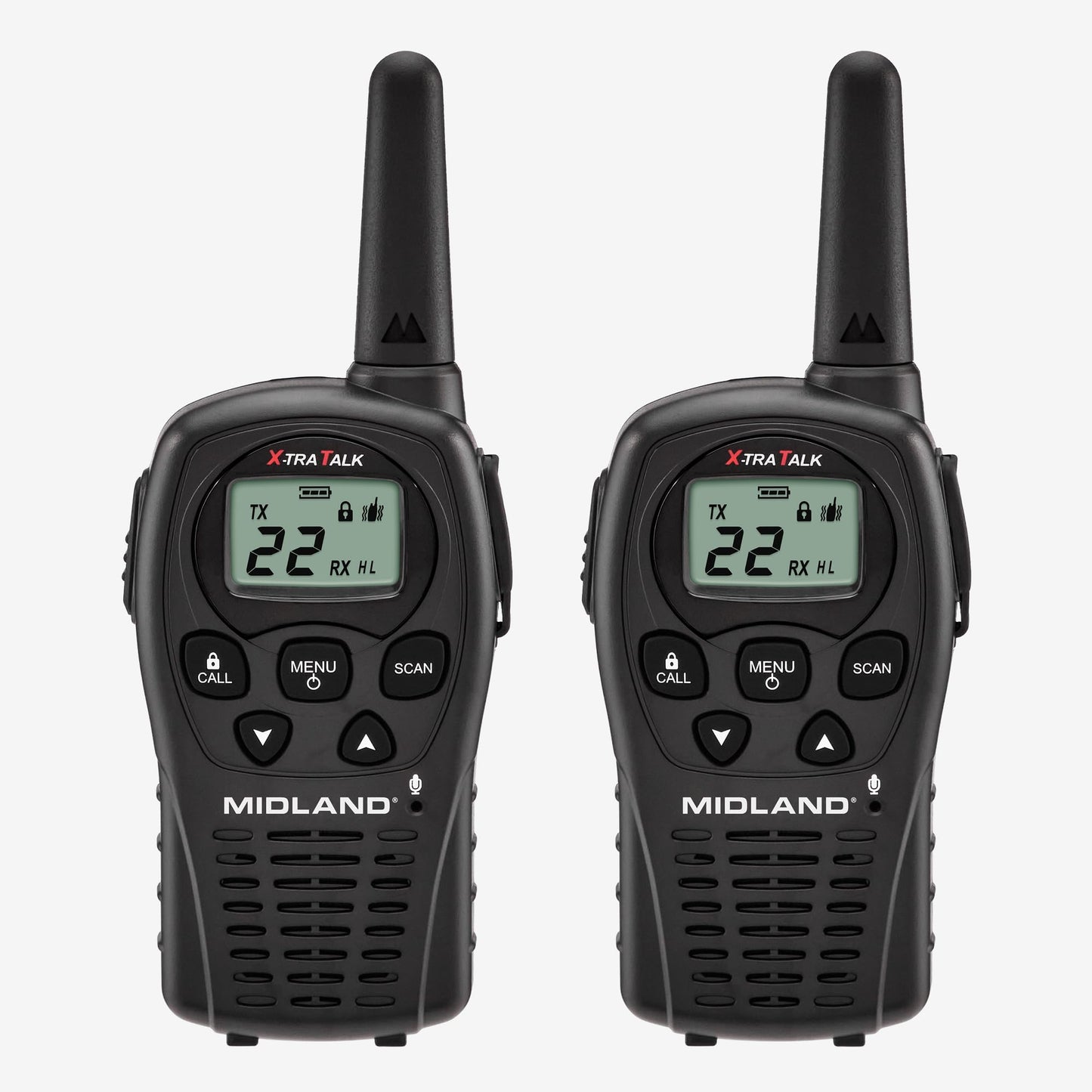 Midland - LXT500VP3, 22 Channel FRS Walkie Talkies with Channel Scan - Extended Range Two Way Radios, Silent Operation, Batteries Included (Pair Pack) (Black)