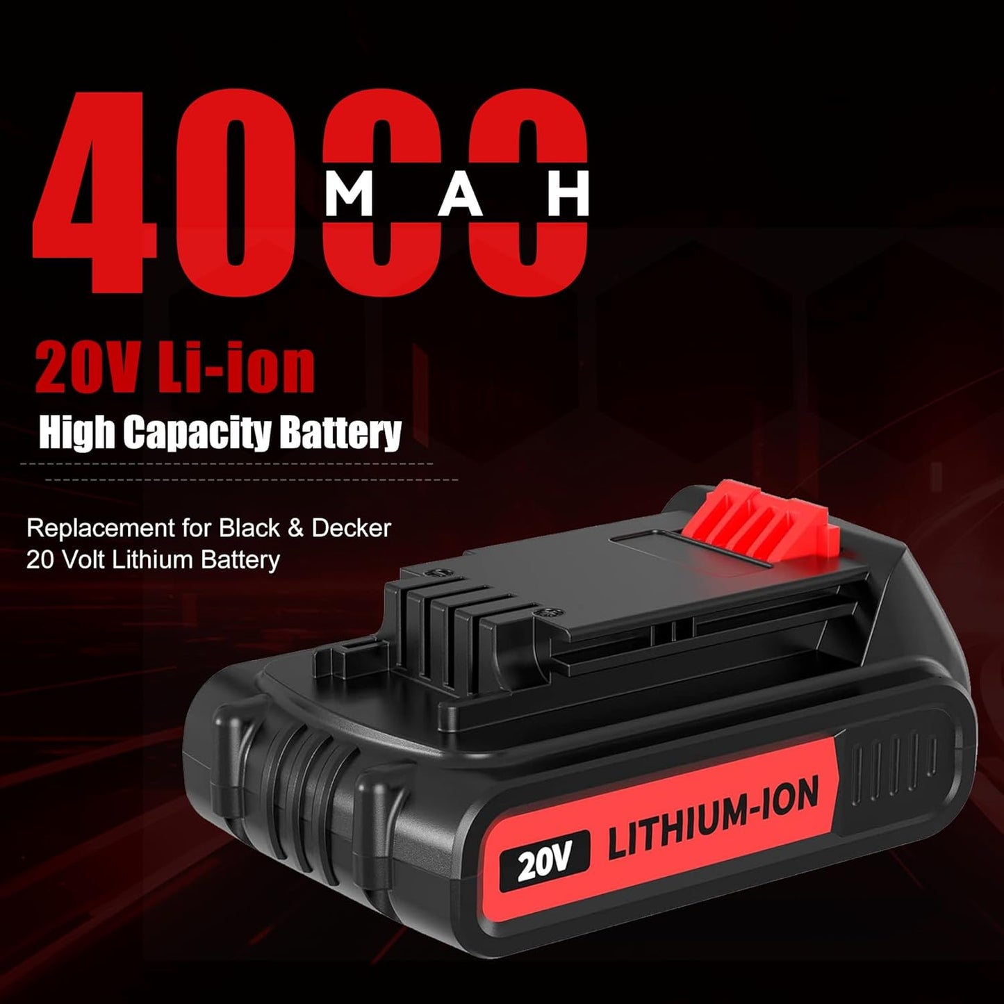 Upgraded 2Pack 20v Max 4000mAh Replacement for Black and Decker 20V Battery Lithium MAX Compatible with Black Decker 20 Volt Battery LBXR20 LB20 LBX20 LBX4020 LBXR2040 LST220 Cordless Power Tools