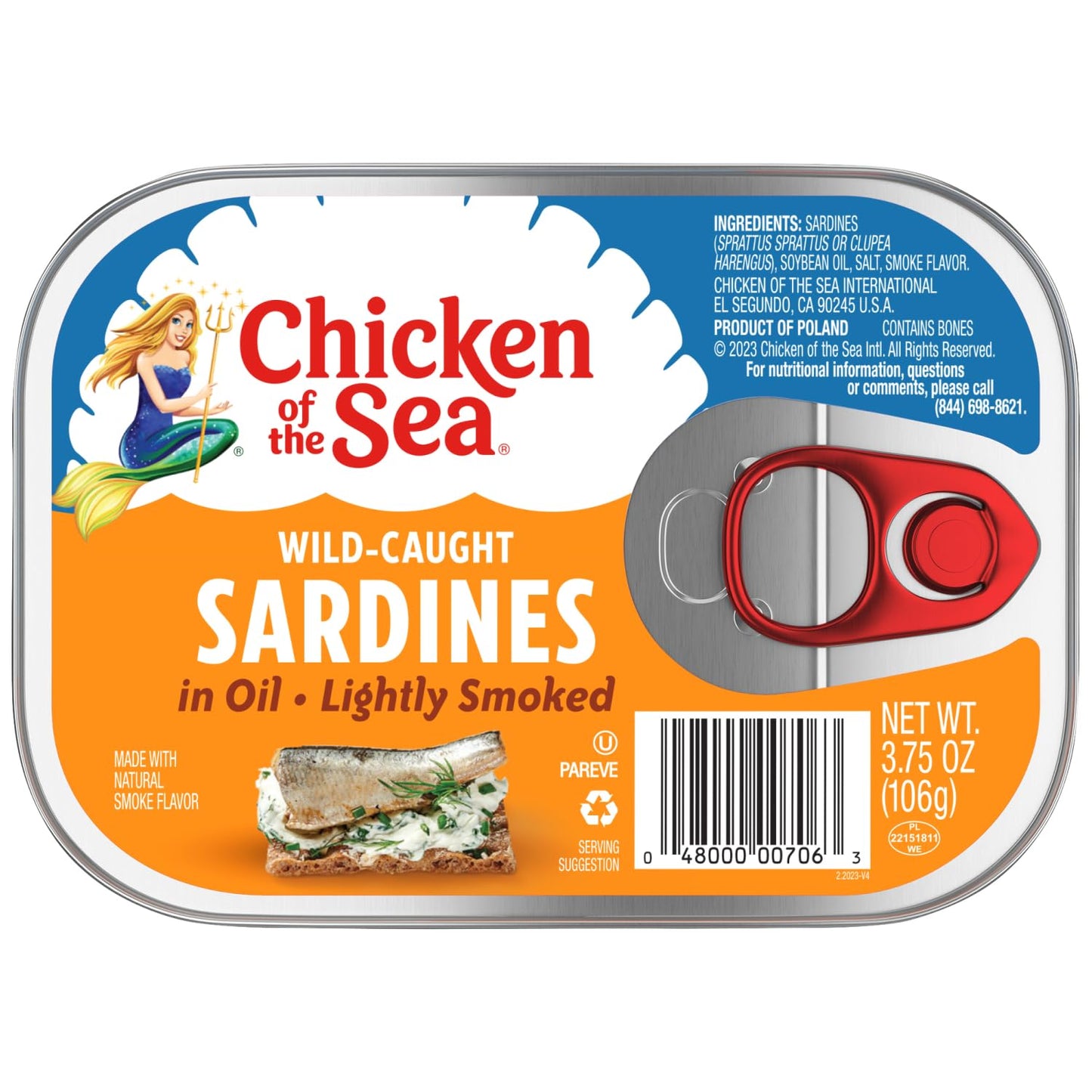 Chicken of the Sea Sardines in Olive Oil, 3.75 oz. Cans (Pack of 18), Wild Caught Canned Sardines, Packaging May Vary