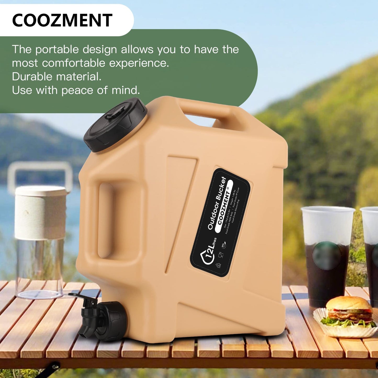 3.2 Gallon/5 Gallon Water Containers with Spigot, BPA Free Water Jug, Military Green Water Tank, Multifunction Water Storage Containers for Camping Outdoor Hiking,Emergency Stroage