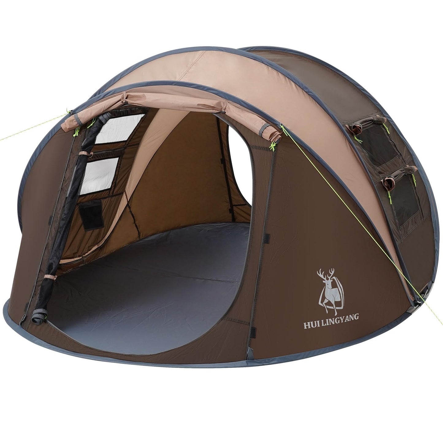 4 Person Easy Pop Up Tent,9.5’X6.6’X52'',Waterproof, Automatic Setup,2 Doors-Instant Family Tents for Camping, Hiking & Traveling