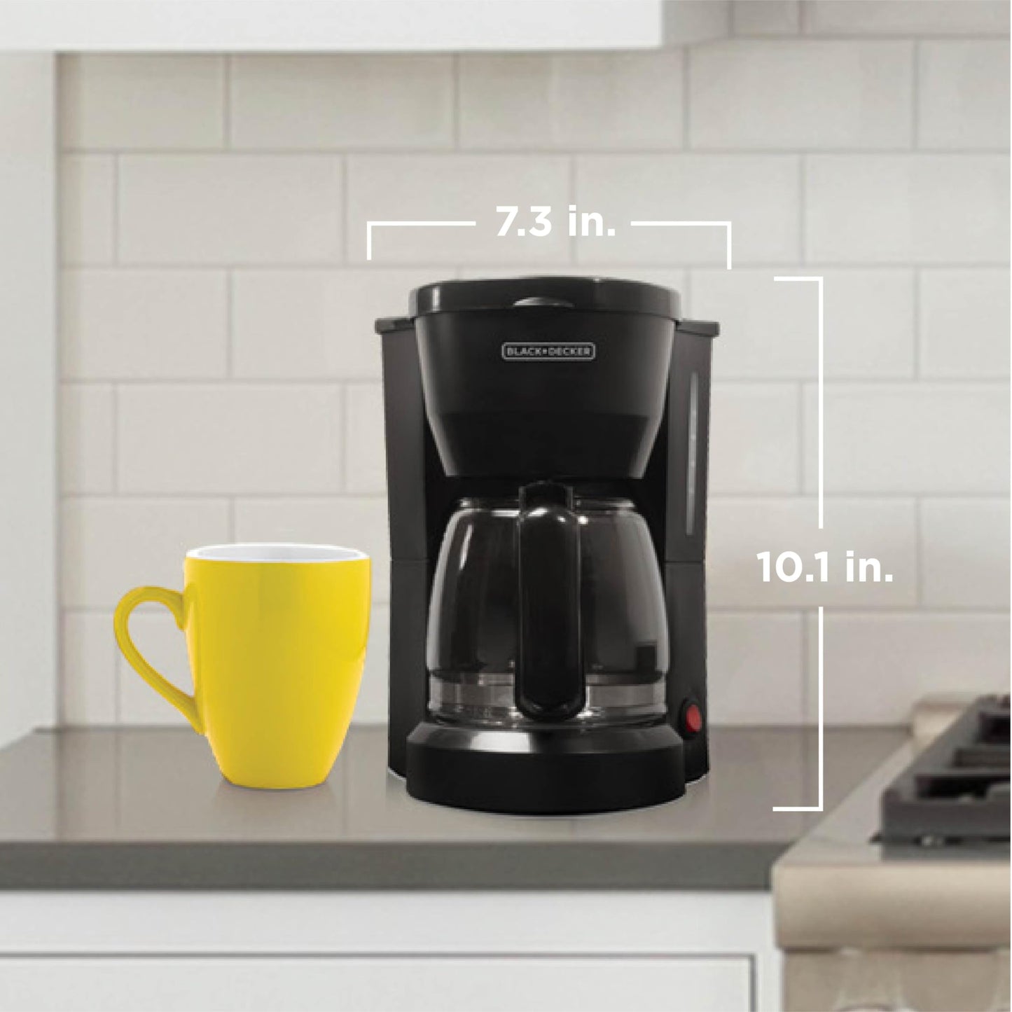 BLACK+DECKER 12-Cup Coffee Maker with Easy On/Off Switch, Easy Pour, Non-Drip Carafe with Removable Filter Basket, Vortex Technology, Black