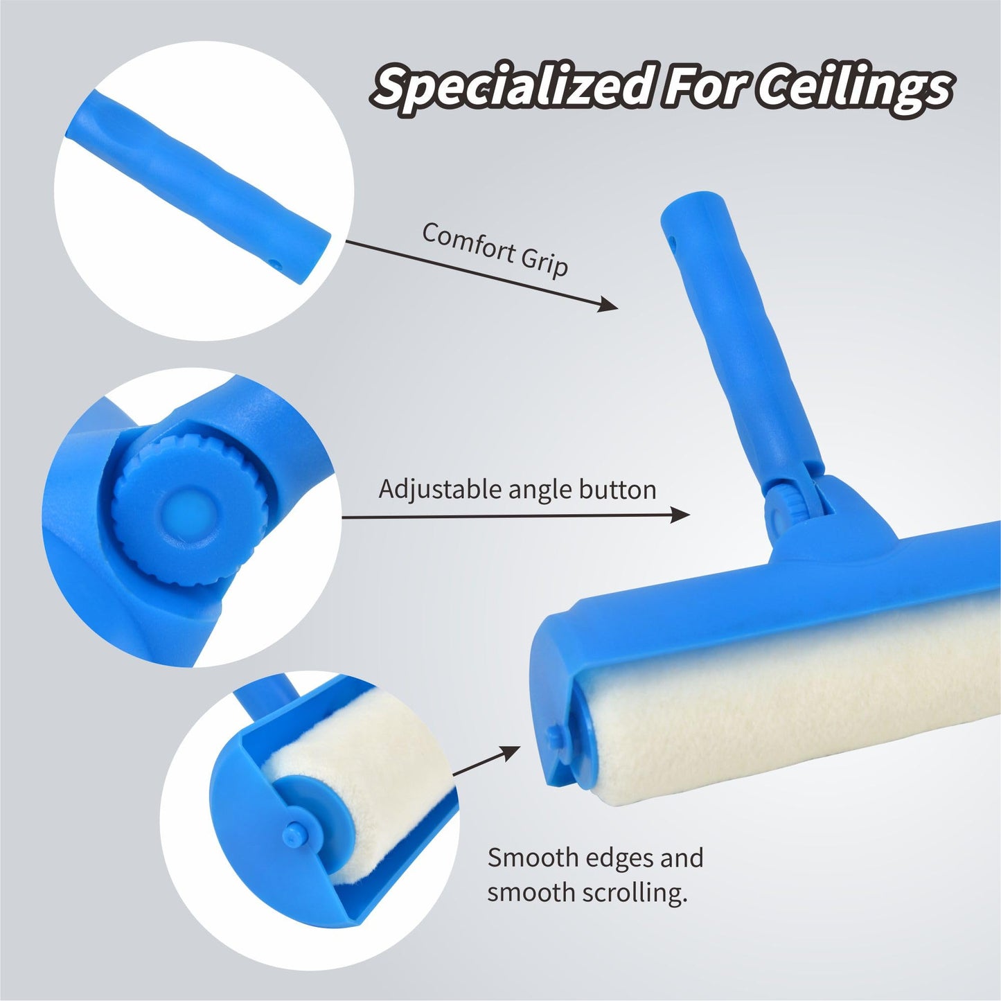 10 Inch Ceiling Paint Roller with Shield Roller and Shield with Adjustable Head Ceiling Paint Roller No DripRoller Without Splatter Paint Brush for Painting Ceilings Walls(EL01152)