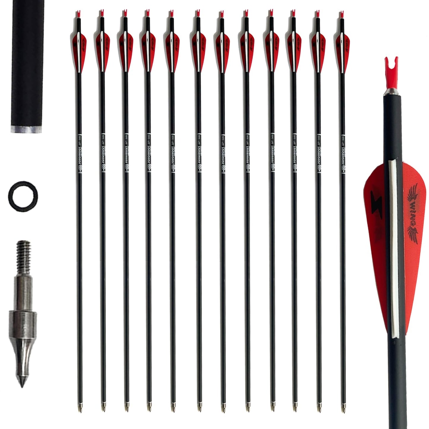 31inch Carbon Arrow Archery Targeting Practice Hunting Arrows for Compound & Recurve Bow with Removable Tips(Pack of 12)
