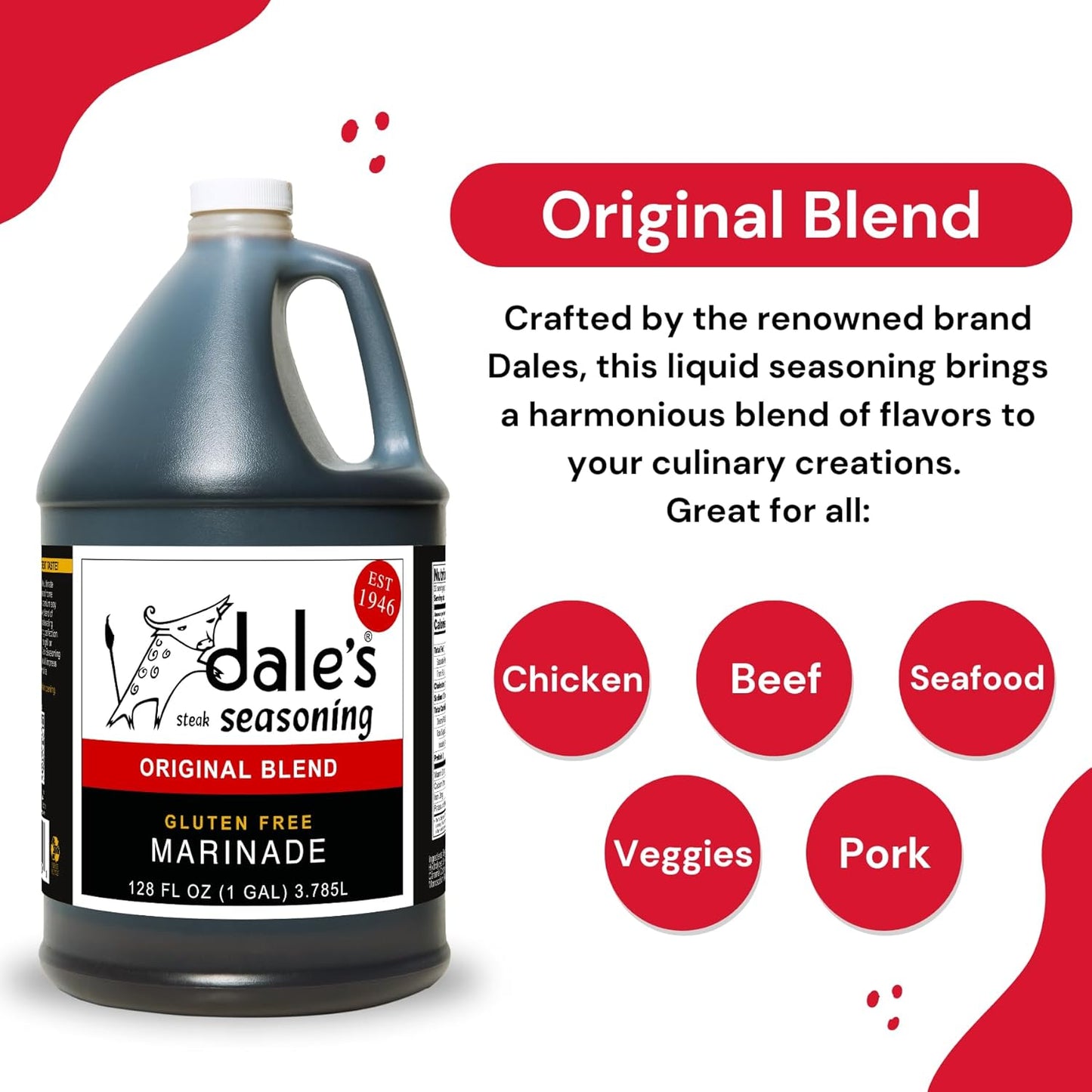 Dale's Steak Seasoning Family Size (1 Gallon) - Gluten Free Steak Marinade