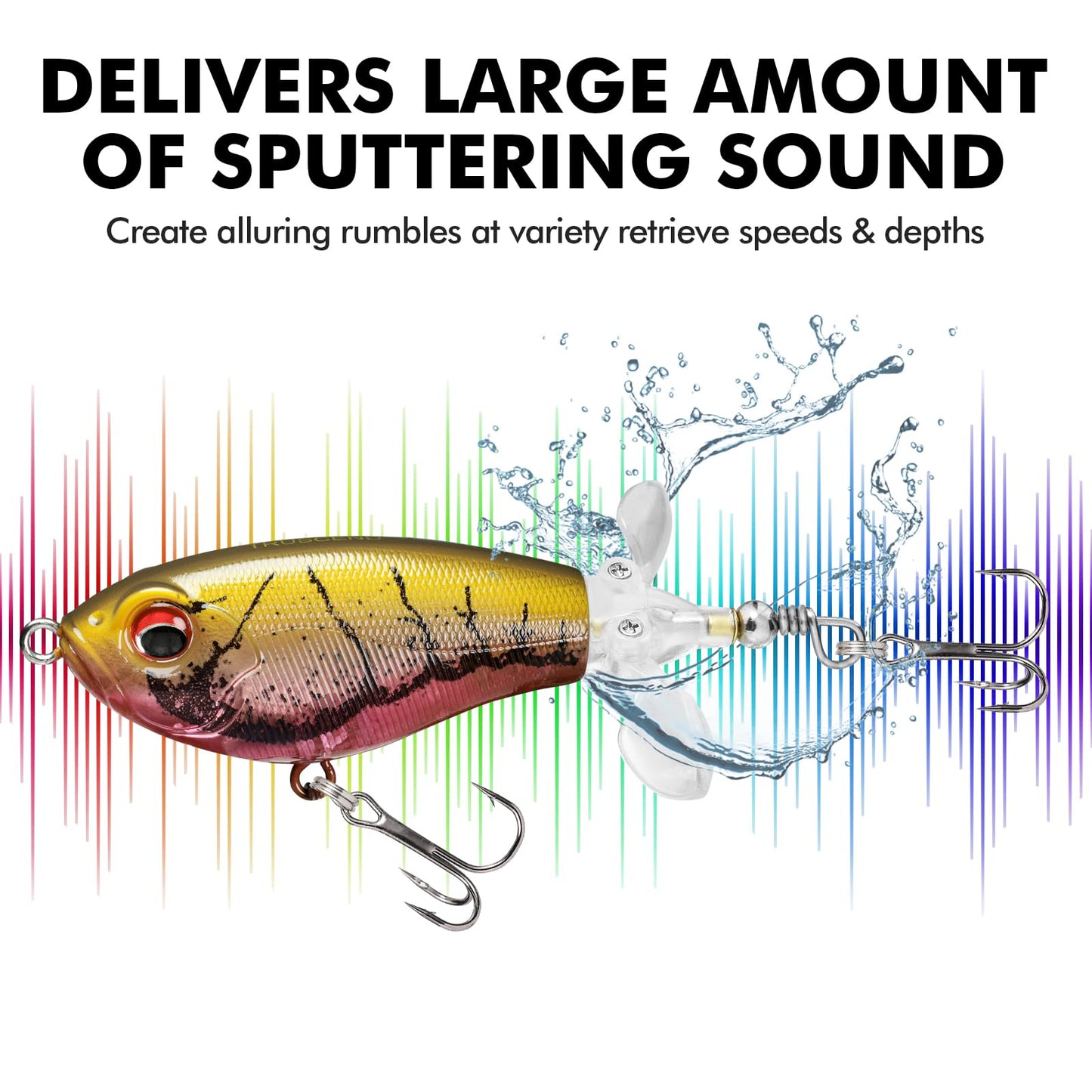 TRUSCEND PoPobait Plopper with BKK Hooks, Top Water Fishing Lures for Bass Walleye Pike Catfish Musky Perch, Floating Lure for Freshwater or Saltwater, Amazing Teasers Fishing Gifts for Family Fishing